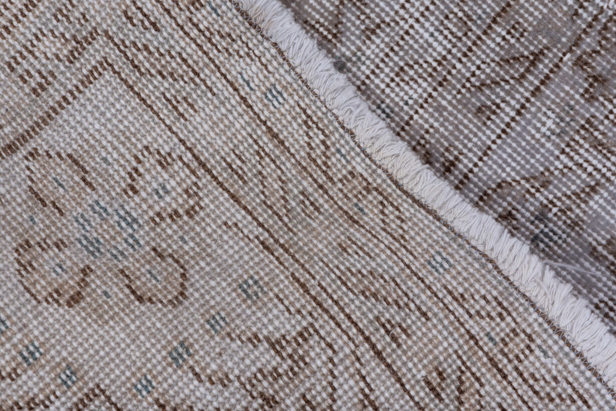 6' x 10' one-of-a-kind handmade vintage Sparta large size rug. Color palette: ivory, taupe, beige, stone, light gray, gray