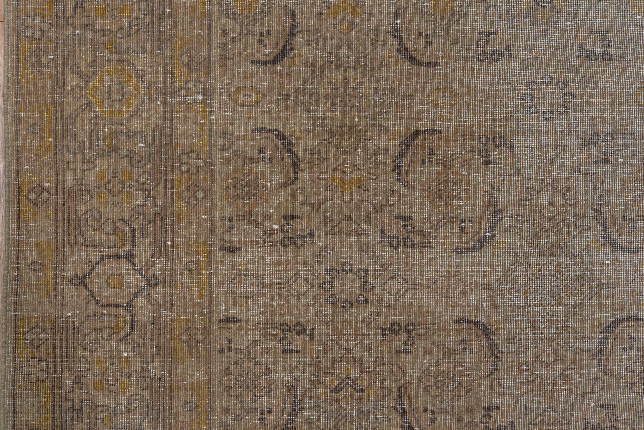 4' x 12' one-of-a-kind handmade vintage Sivas runner rug. Color palette: brown, gray, light gray, off-white, snow, white