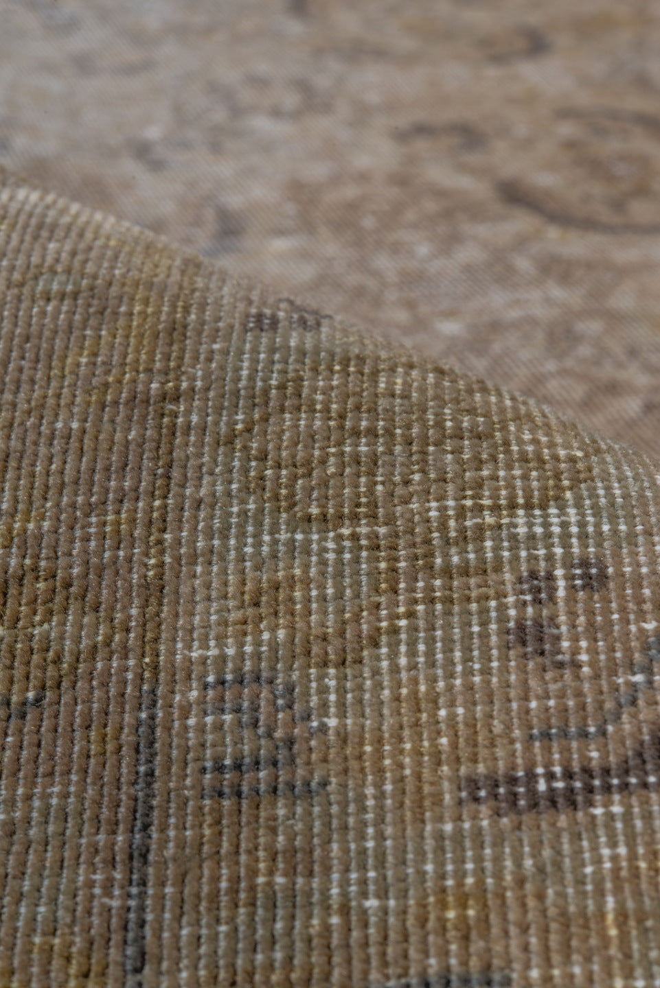 4' x 12' one-of-a-kind handmade vintage Sivas runner rug. Color palette: brown, gray, light gray, off-white, snow, white