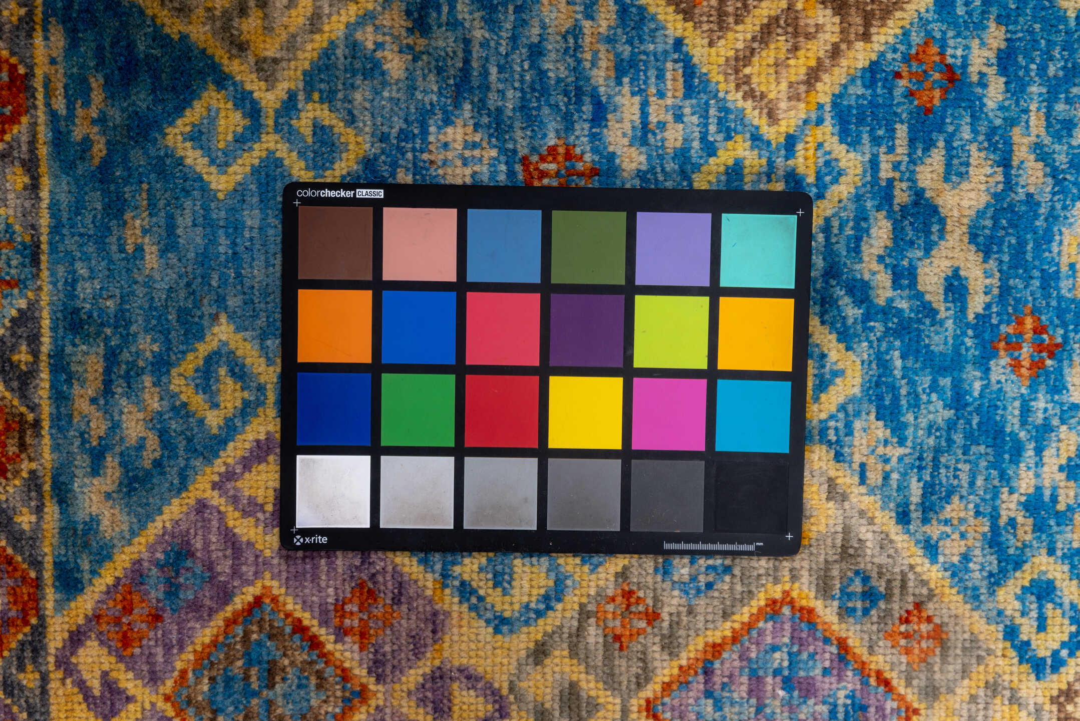 5' x 6' one-of-a-kind handmade vintage Gabbe rug. Color palette: arapawa, blue, brown, burlywood, dark gray, dim gray, gray