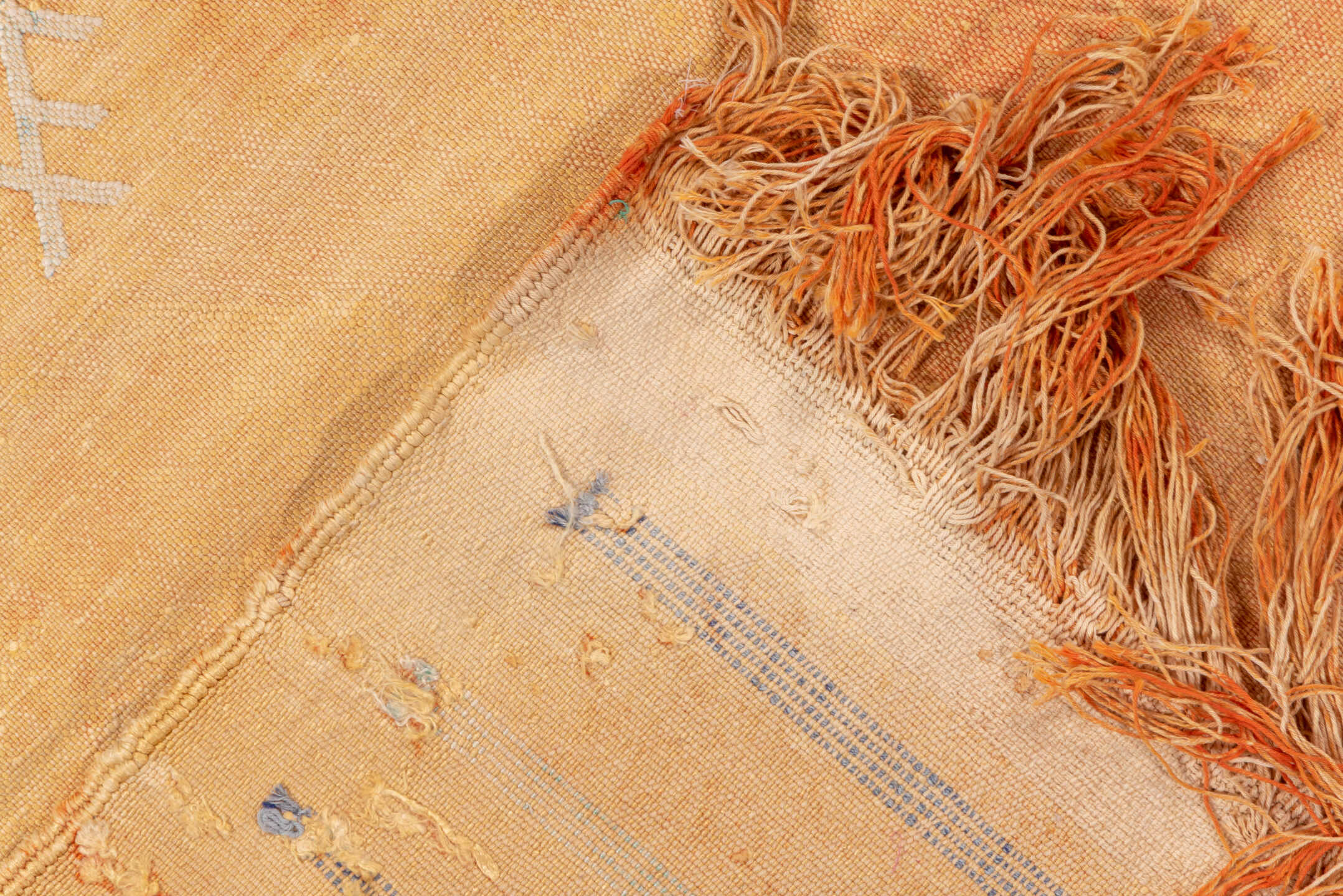 6' x 8' one-of-a-kind handmade vintage Cactus Kilim medium size rug. Color palette: brown, burlywood, off-white, orange