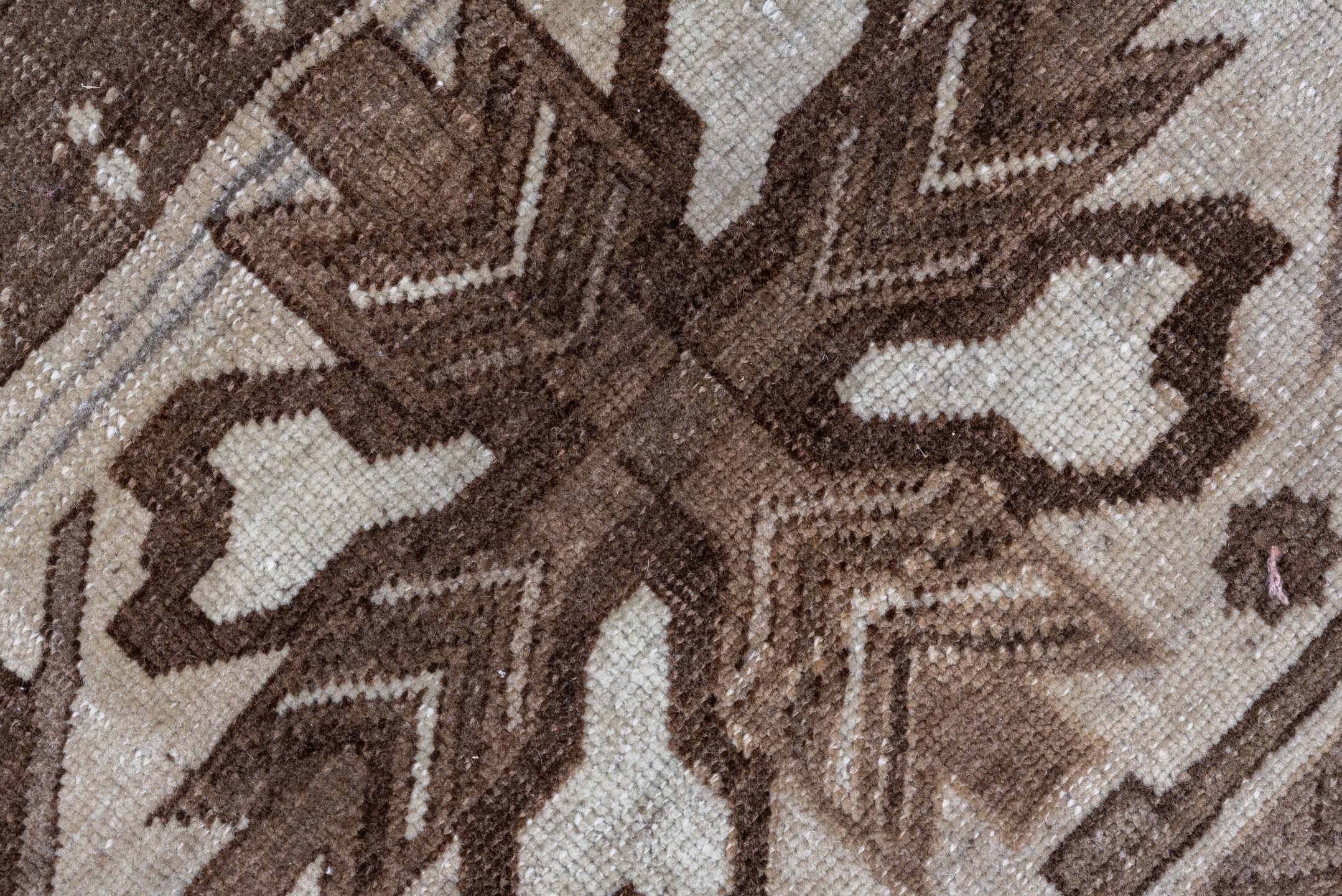 5' x 7' one-of-a-kind handmade vintage Kars rug. Color palette: brown, gray, pink