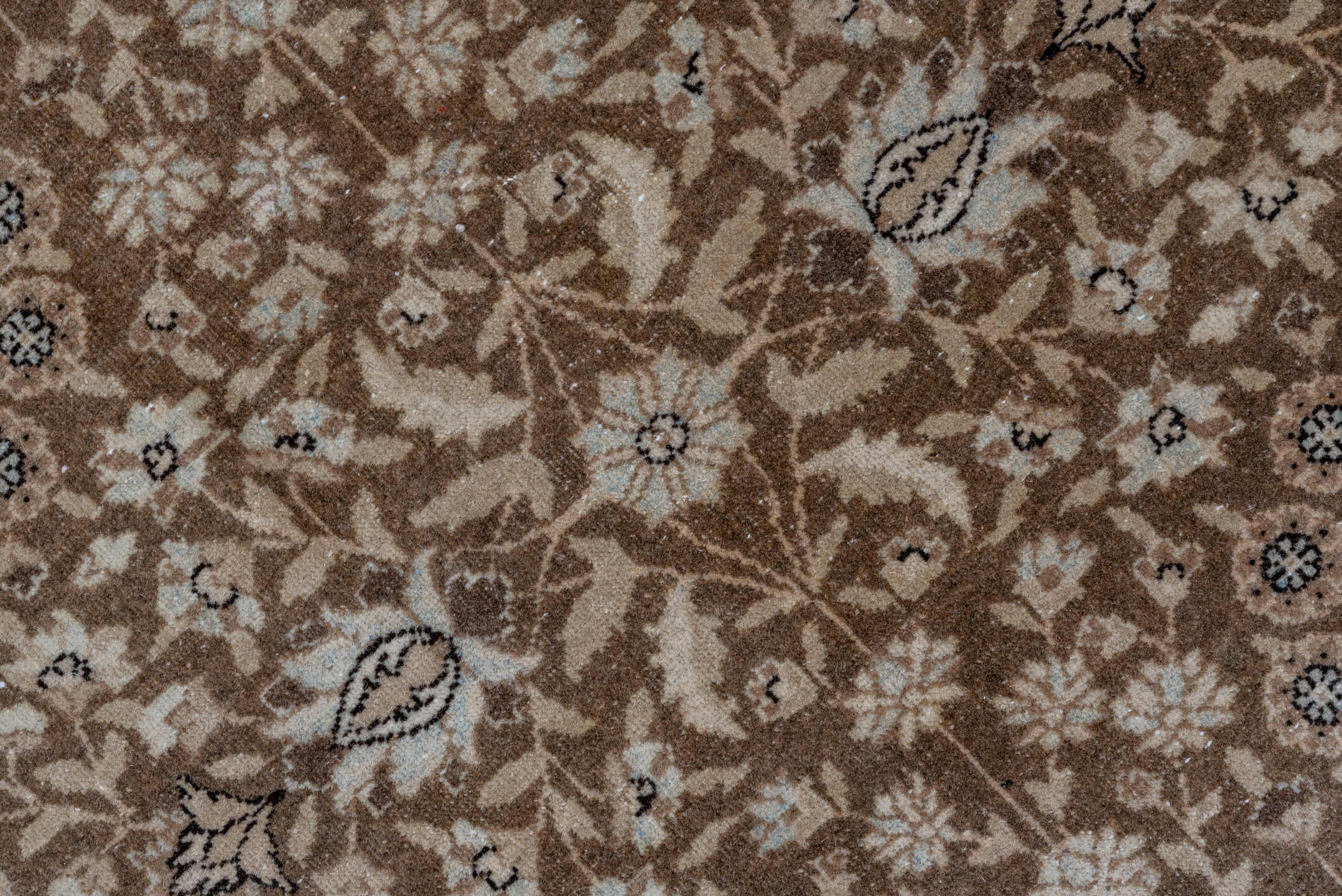 8' x 11' one-of-a-kind handmade antique Sivas large size rug. Color palette: taupe, ivory, brown, camel, beige, rose