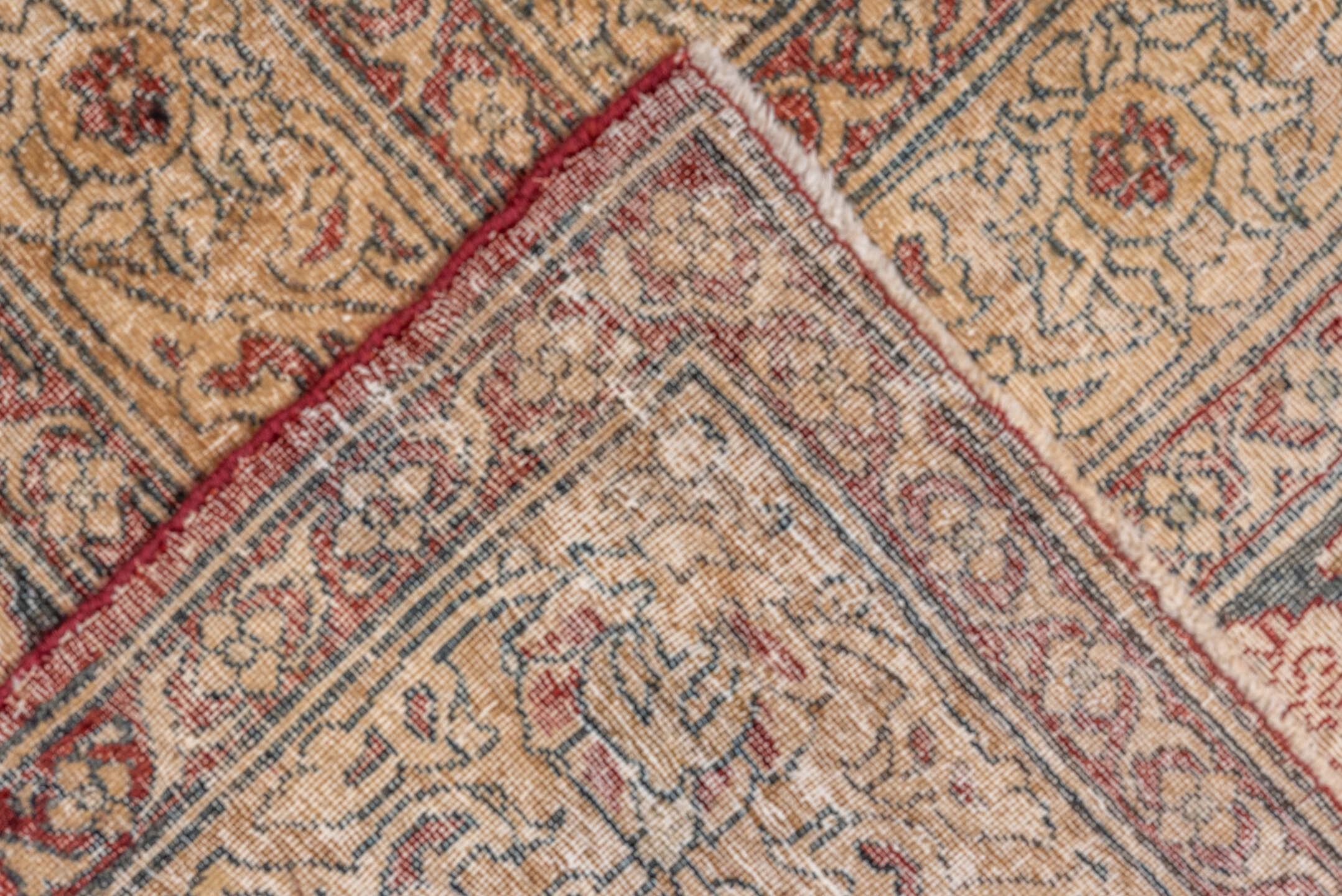 11' x 15' one-of-a-kind handmade vintage Isfahan oversize rug. Color palette: brown, gray, off-white, orange, pink, red