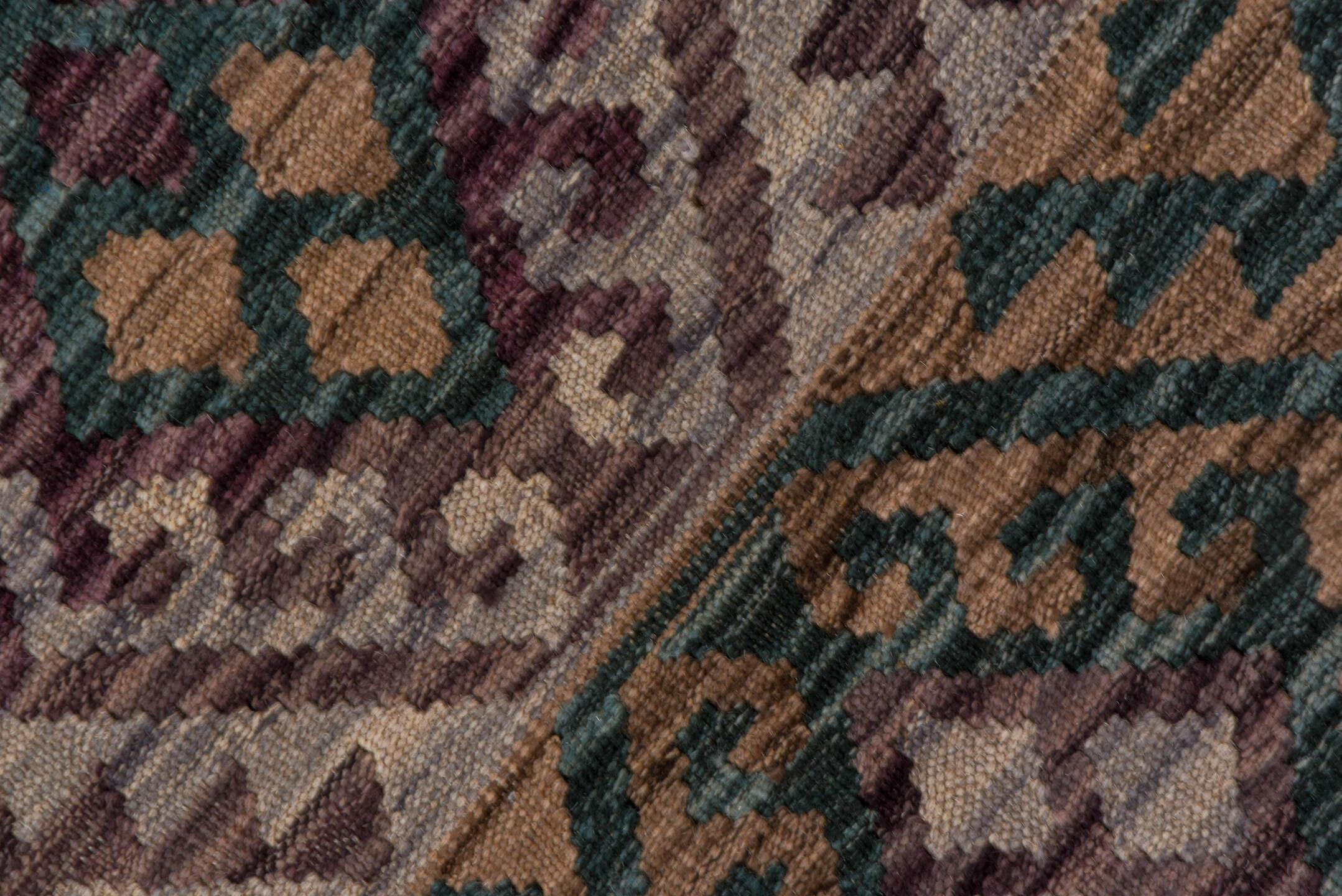 6' x 10' one-of-a-kind handmade vintage Kilim large size rug. Color palette: charcoal, mauve, taupe, teal, ivory, dusty_rose