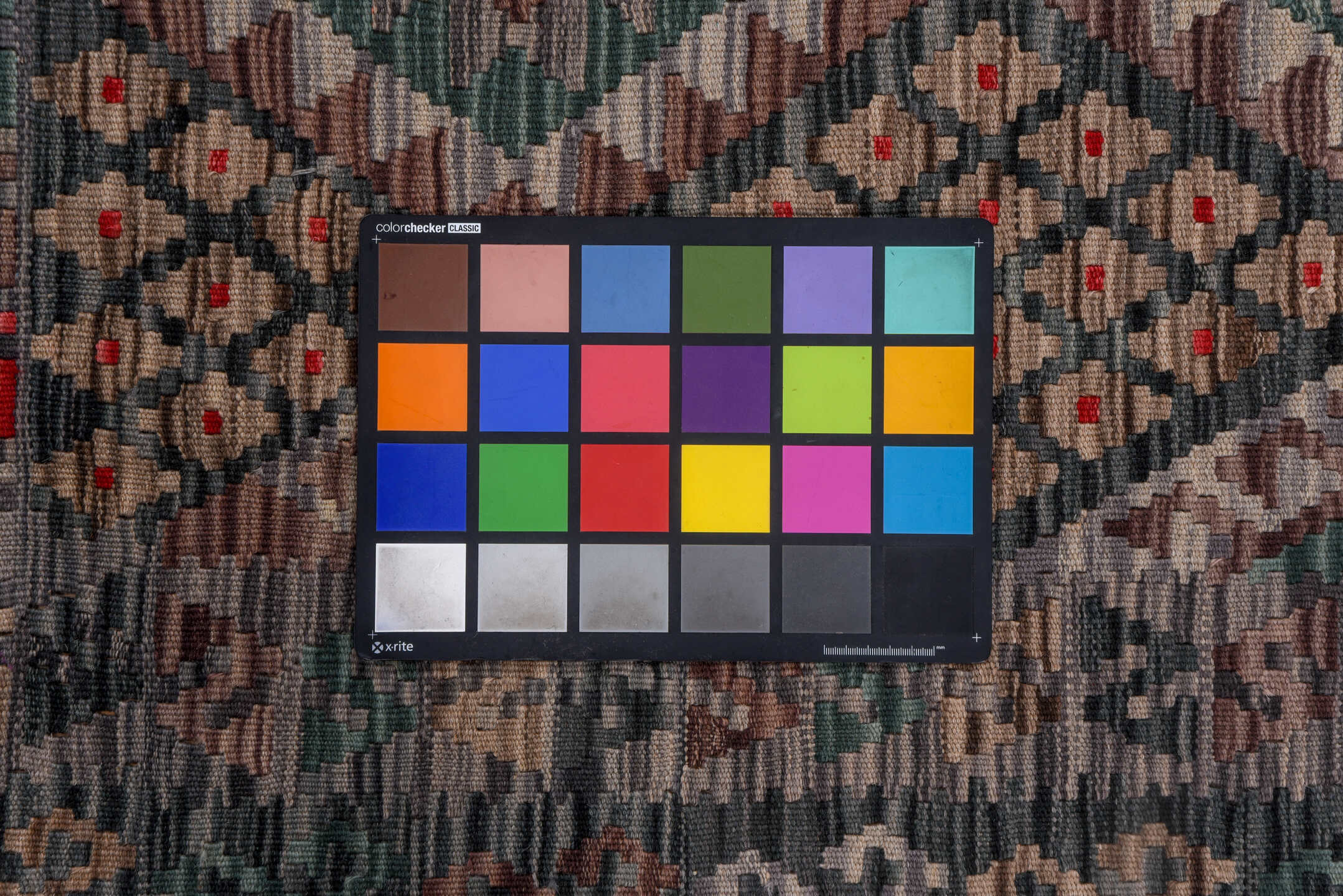 6' x 7' one-of-a-kind handmade vintage Kilim rug. Color palette: black, brown, burgundy, charcoal, dim gray, gray, pink, red