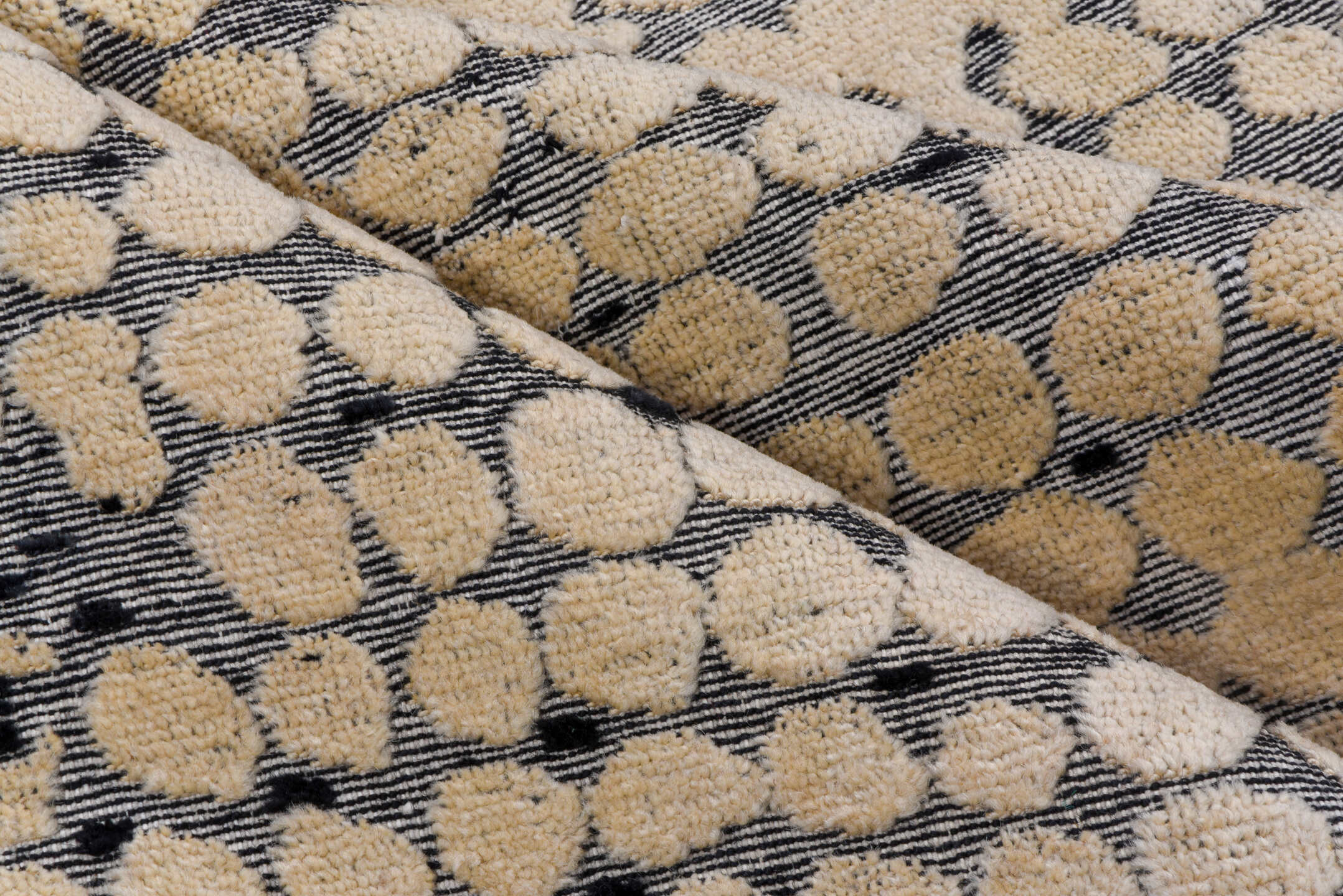 5' x 8' one-of-a-kind handmade handmade Modern medium size rug. Color palette: ivory, slate, charcoal, cream, rose, gray