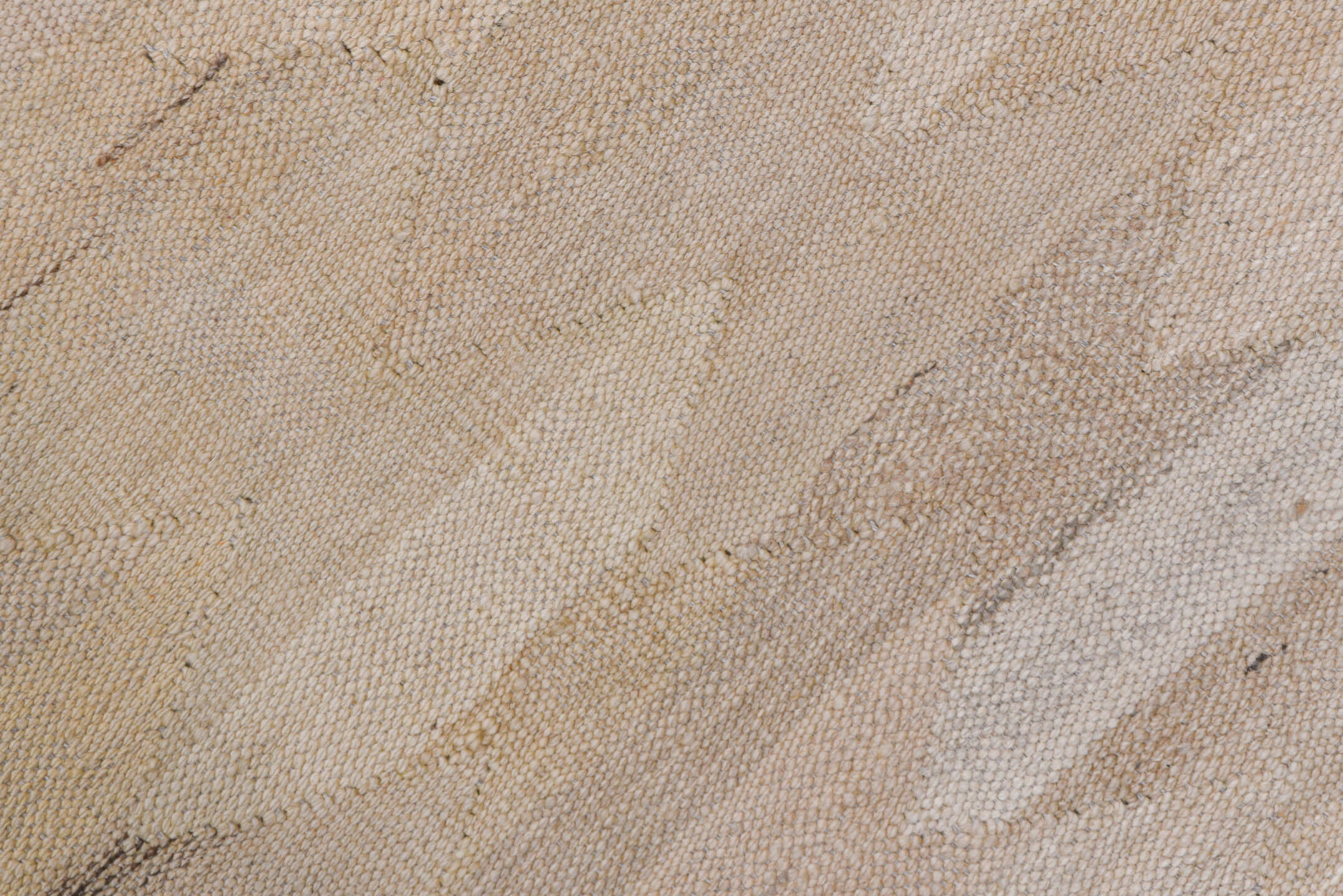3' x 13' one-of-a-kind handmade vintage Kilim runner rug. Color palette: taupe, ivory, cream, pale_gray, beige, charcoal
