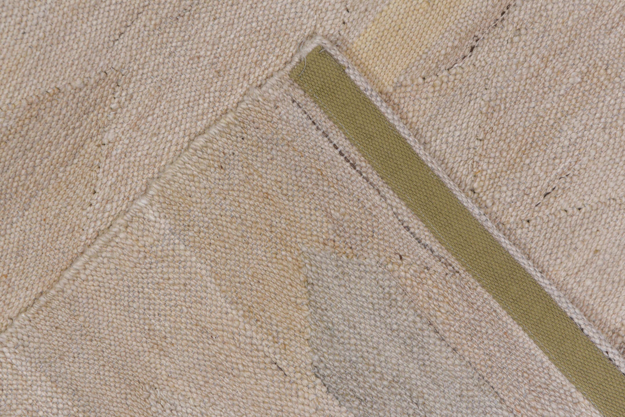 3' x 13' one-of-a-kind handmade vintage Kilim runner rug. Color palette: taupe, ivory, cream, pale_gray, beige, charcoal