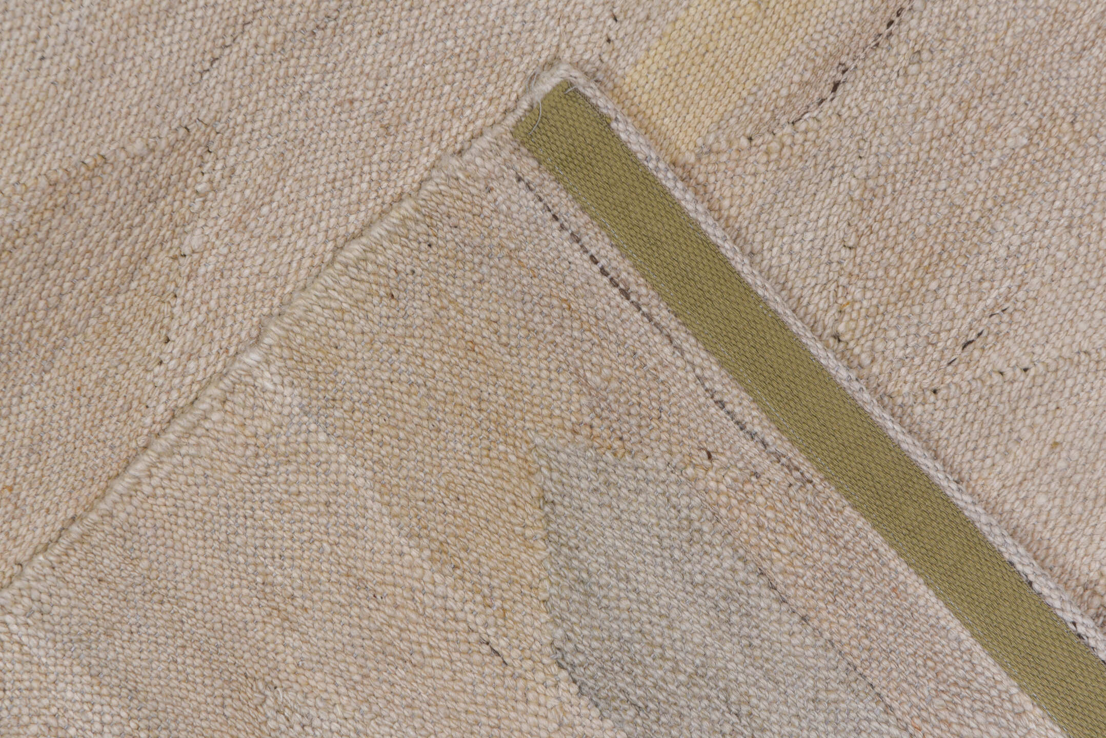 3' x 13' one-of-a-kind handmade vintage Kilim runner rug. Color palette: taupe, ivory, cream, pale_gray, beige, charcoal