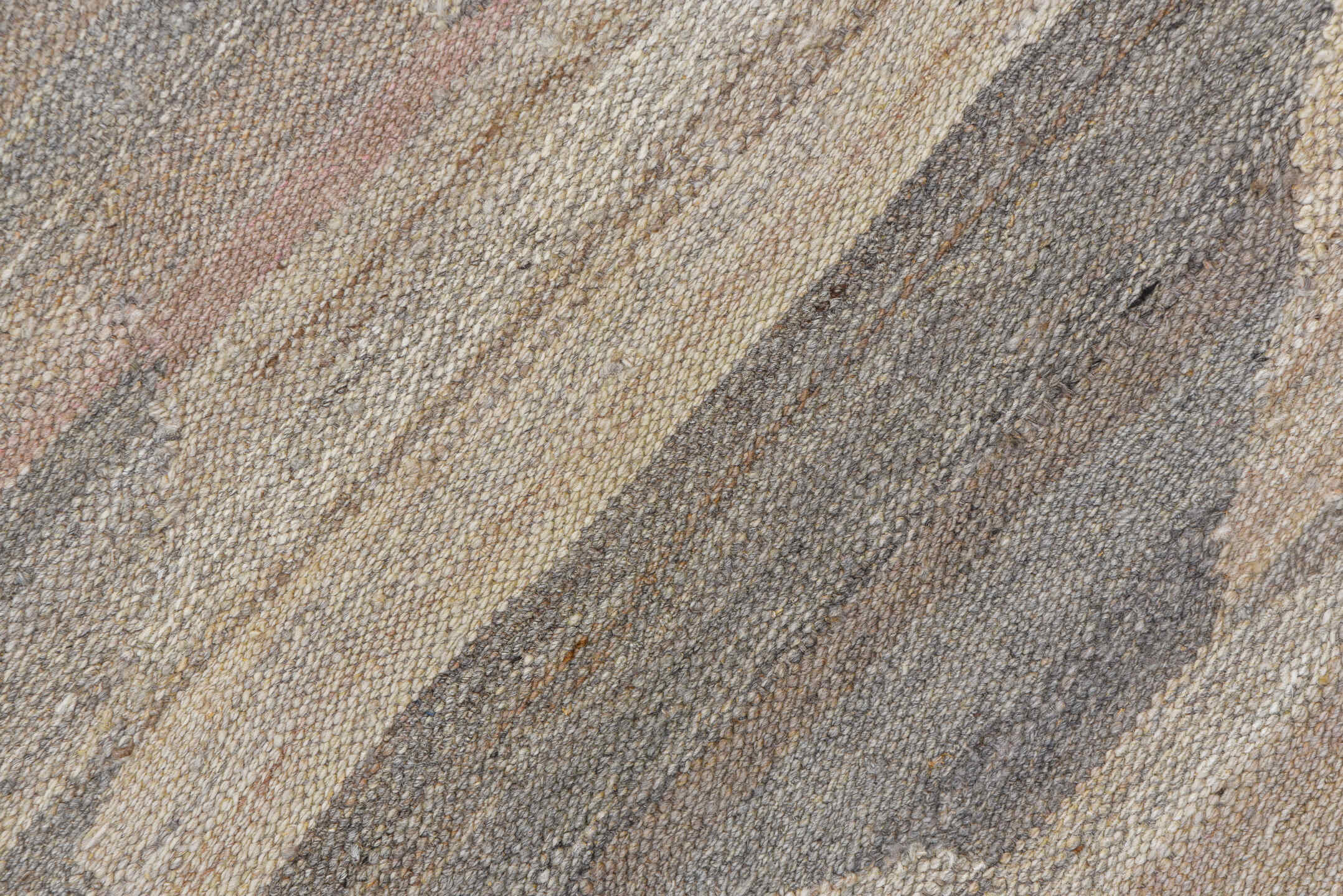 8' x 11' one-of-a-kind handmade vintage Kilim large size rug. Color palette: dark gray, gray, light gray, off-white, pink