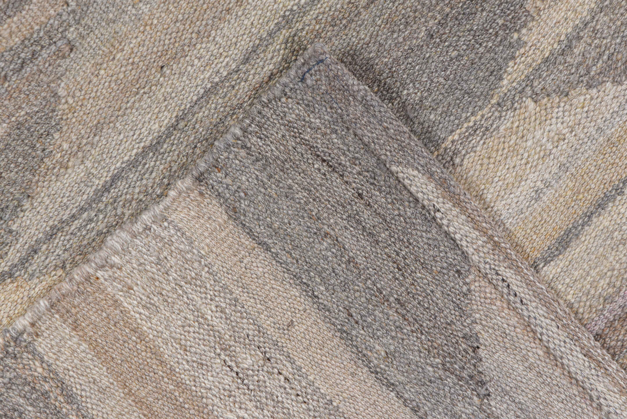 8' x 11' one-of-a-kind handmade vintage Kilim large size rug. Color palette: ivory, taupe, gray, greige, stone, beige