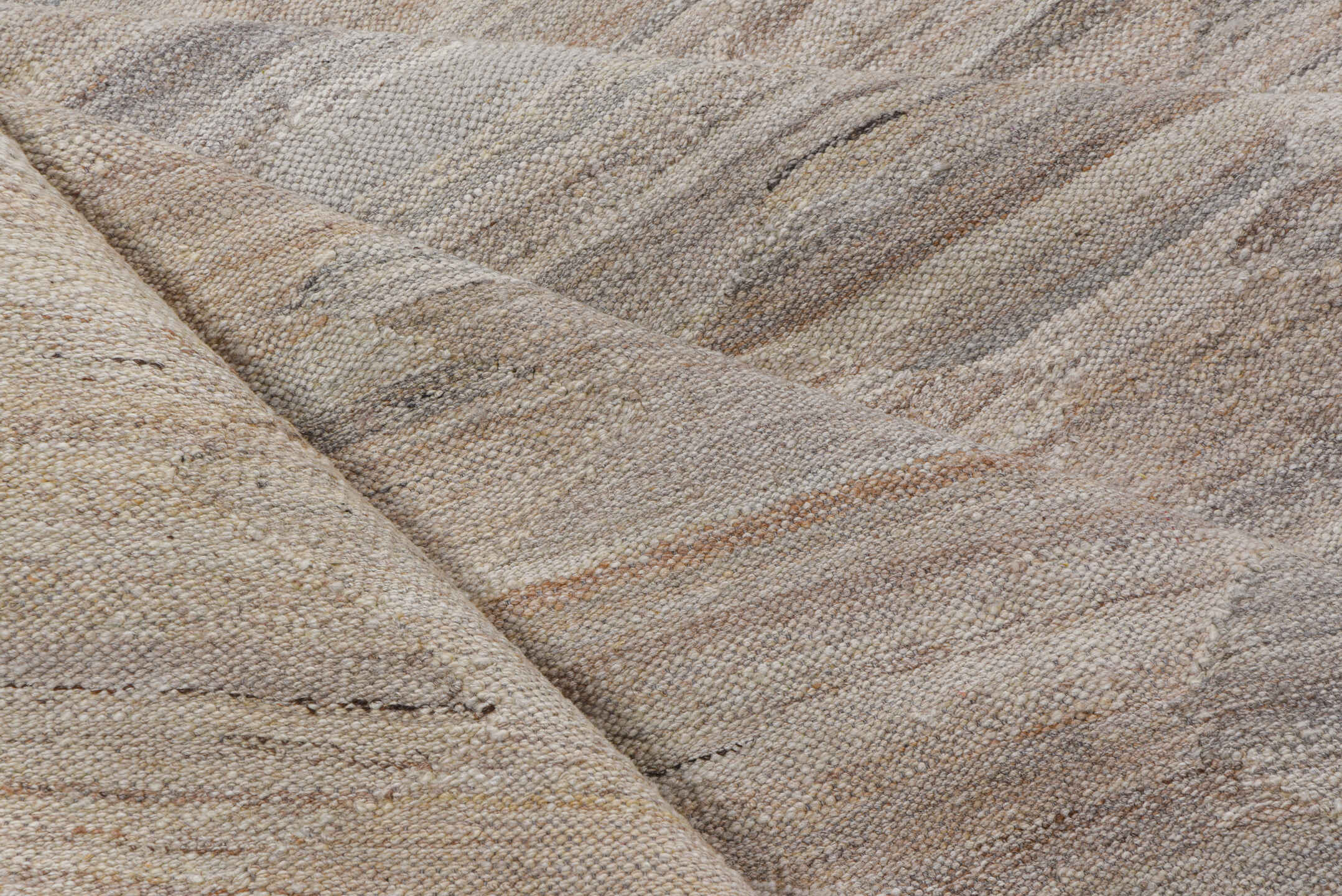 8' x 12' one-of-a-kind handmade vintage Kilim large size rug. Color palette: ivory, taupe, beige, cream, greige, stone, gray
