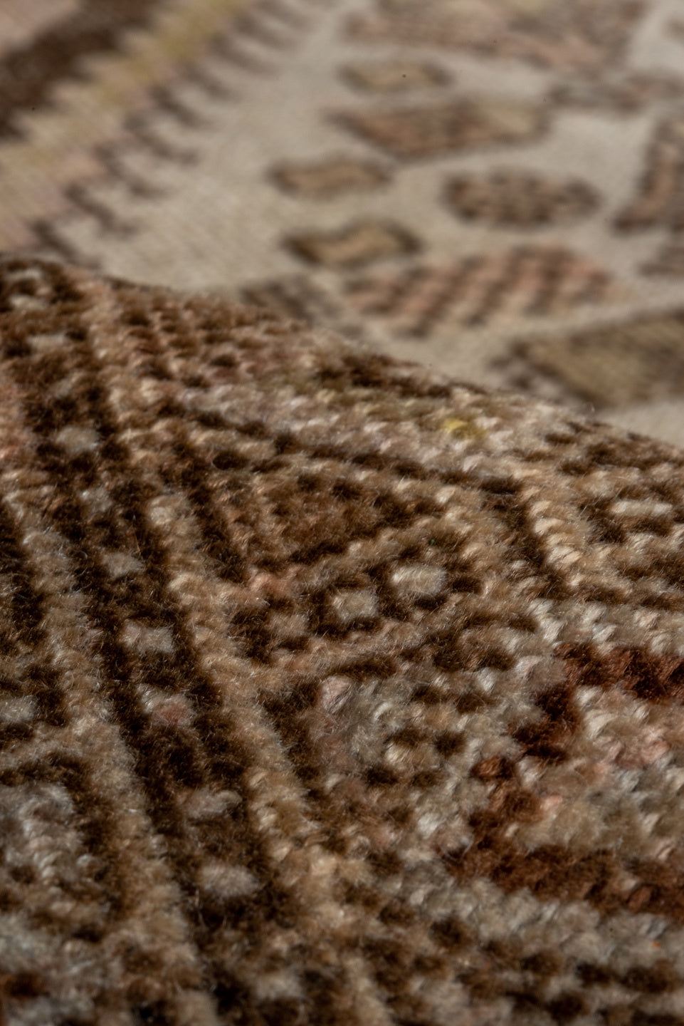 4' x 6' one-of-a-kind handmade vintage Caucasian small size rug. Color palette: brown, gray