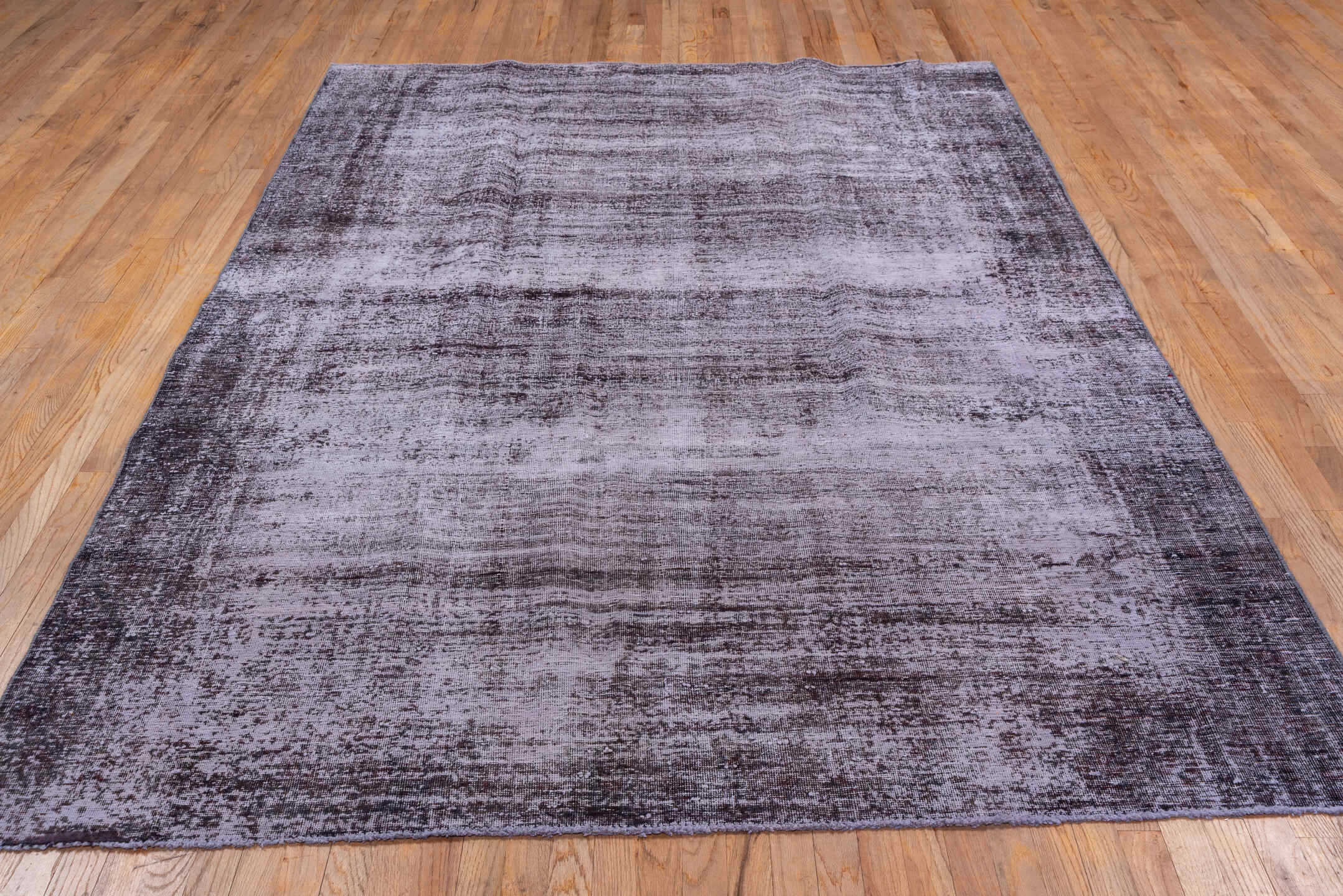 6' x 9' one-of-a-kind handmade vintage Overdyed medium size rug. Color palette: lavender, charcoal, taupe, mauve, ivory