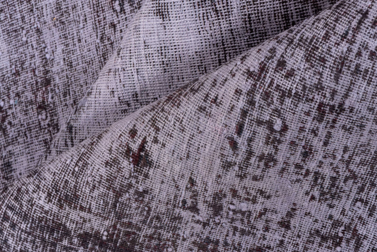 6' x 9' one-of-a-kind handmade vintage Overdyed medium size rug. Color palette: lavender, charcoal, taupe, mauve, ivory