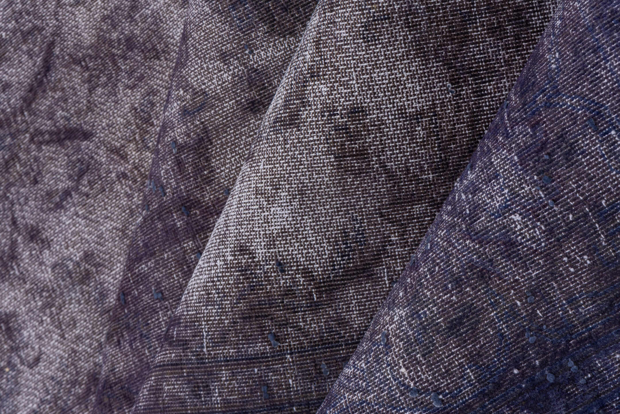9' x 13' one-of-a-kind handmade vintage Sparta large size rug. Color palette: violet, lavender, charcoal, taupe, ivory, pink