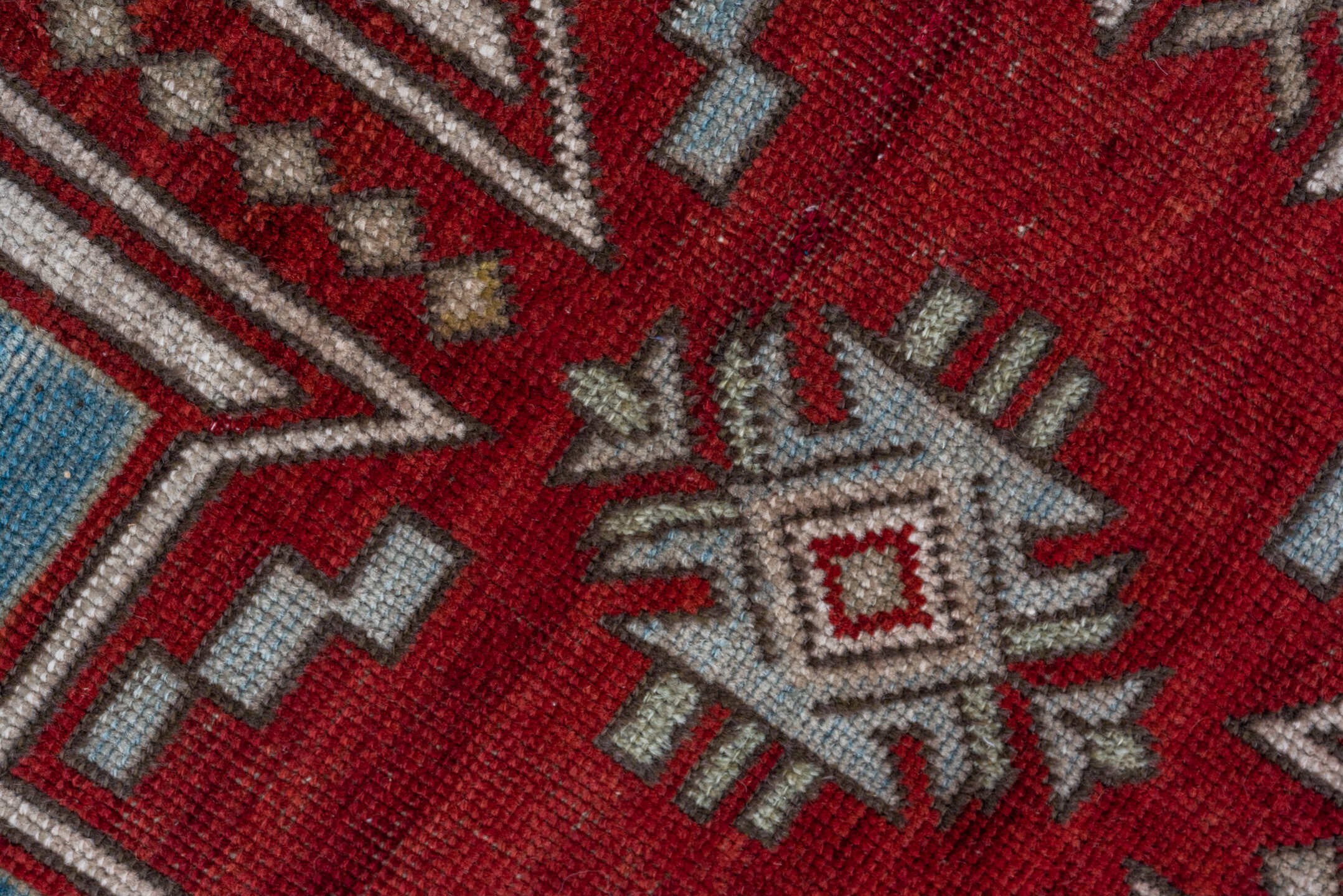 3' x 5' one-of-a-kind handmade antique Shirvan small size rug. Color palette: sky blue, ivory, crimson, burgundy, camel