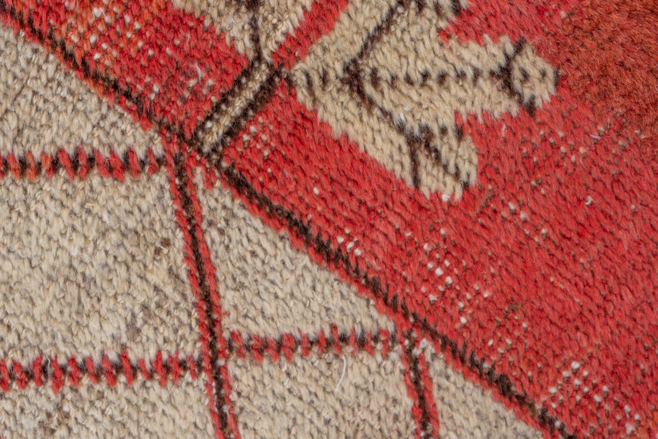 4' x 7' one-of-a-kind handmade antique Khotan rug. Color palette: coral, ivory, brown, rose, rust, taupe, terracotta, pink