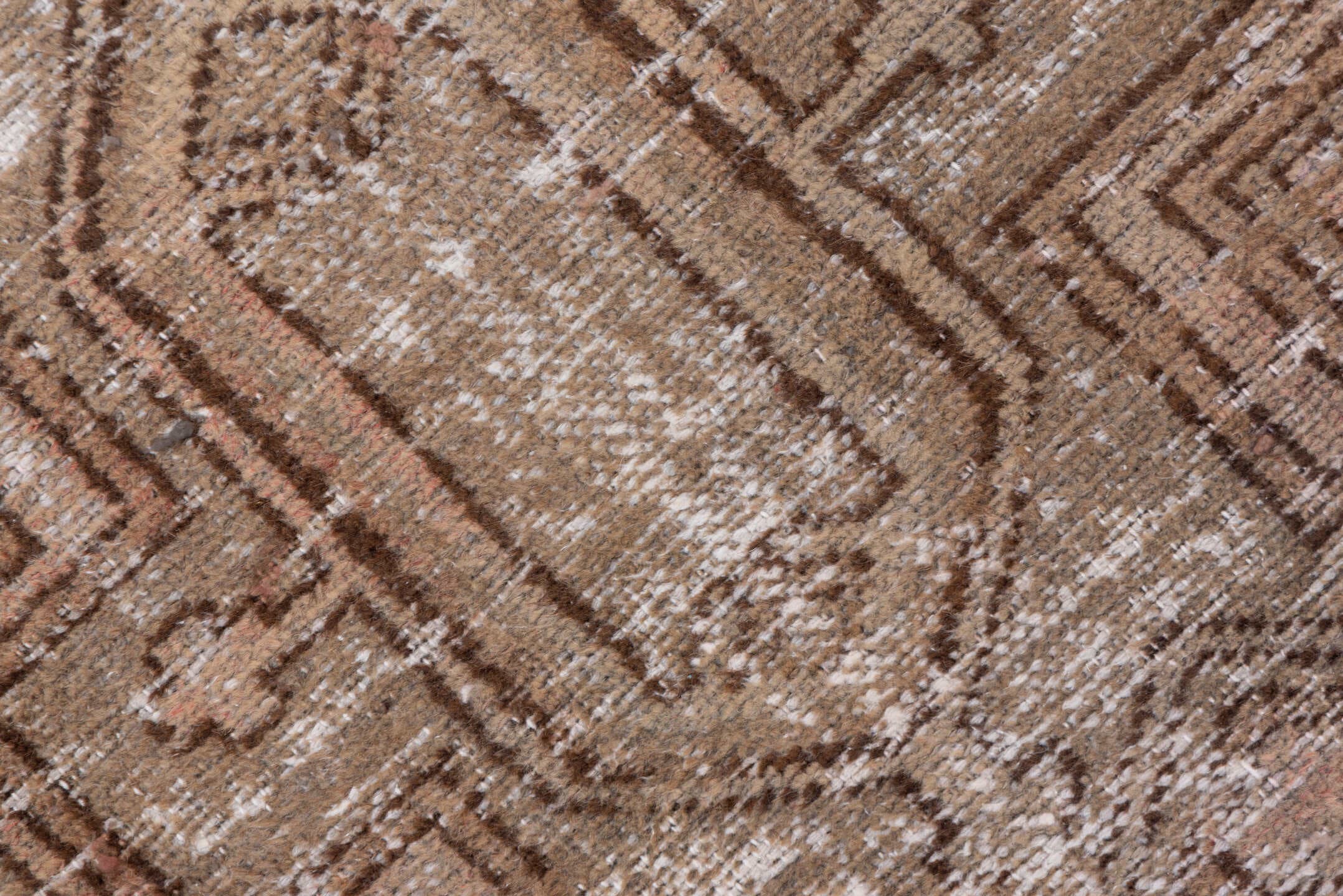 4' x 6' one-of-a-kind handmade vintage Distressed small size rug. Color palette: taupe, brown, ivory, blush, charcoal, beige