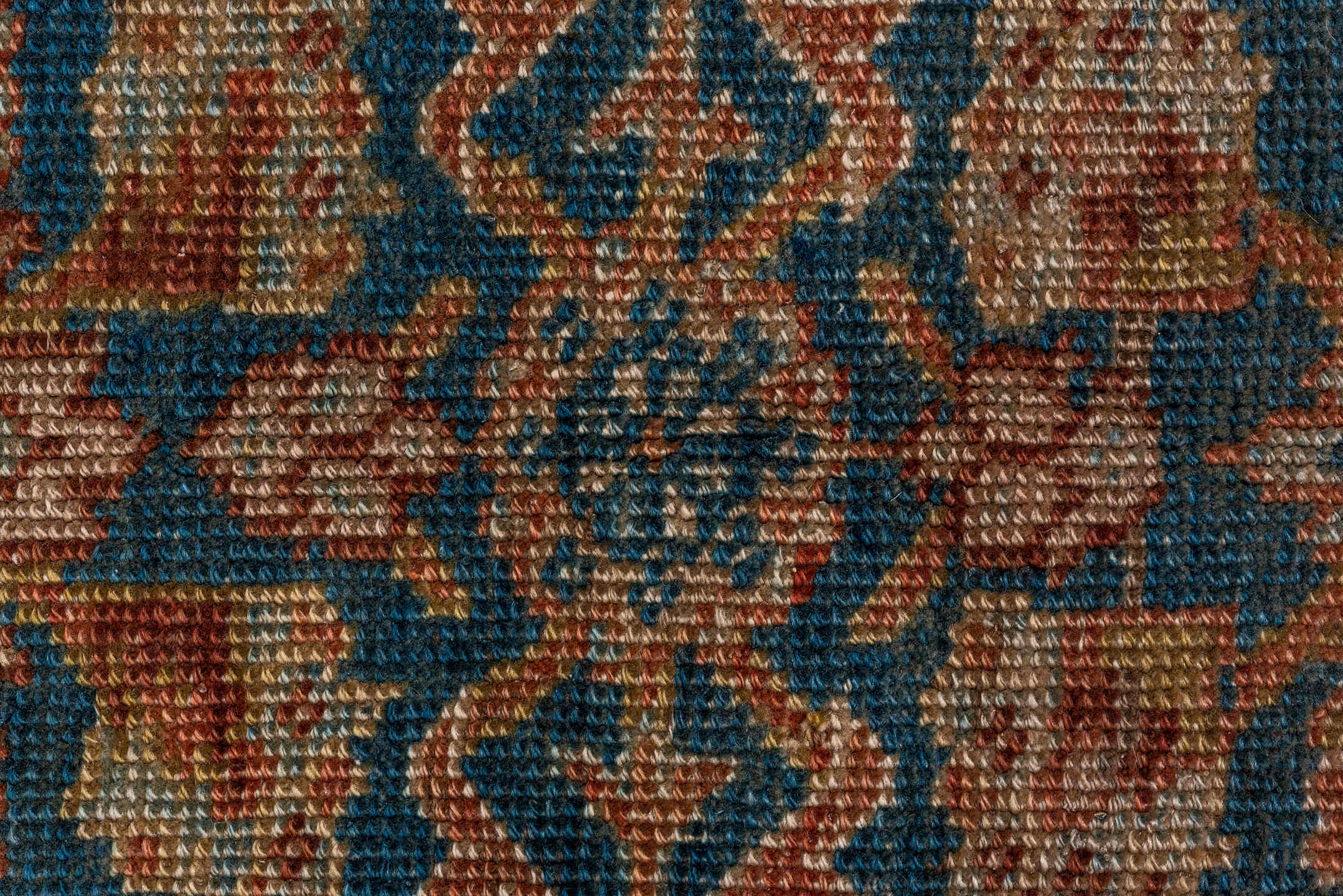 5' x 11' one-of-a-kind handmade antique Bidjar rug. Color palette: rust, blue, ivory, camel, slate, taupe, gold, terracotta