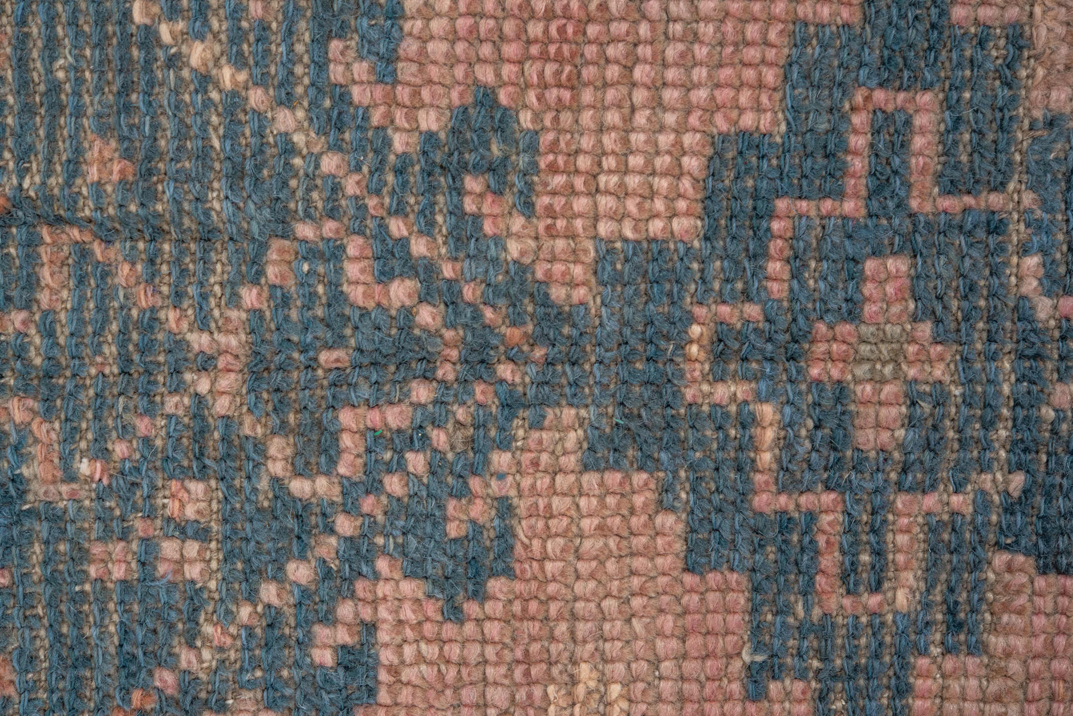 6' x 8' one-of-a-kind handmade vintage Oushak medium size rug. Color palette: black, blue, brown, dim gray, gray, pink