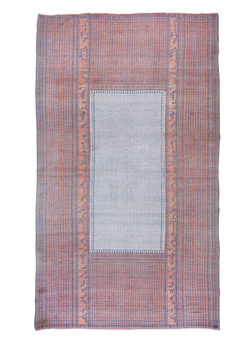 10' x 17' one-of-a-kind handmade antique Kilim rug. Color palette: blue, rose, ivory, pink, red