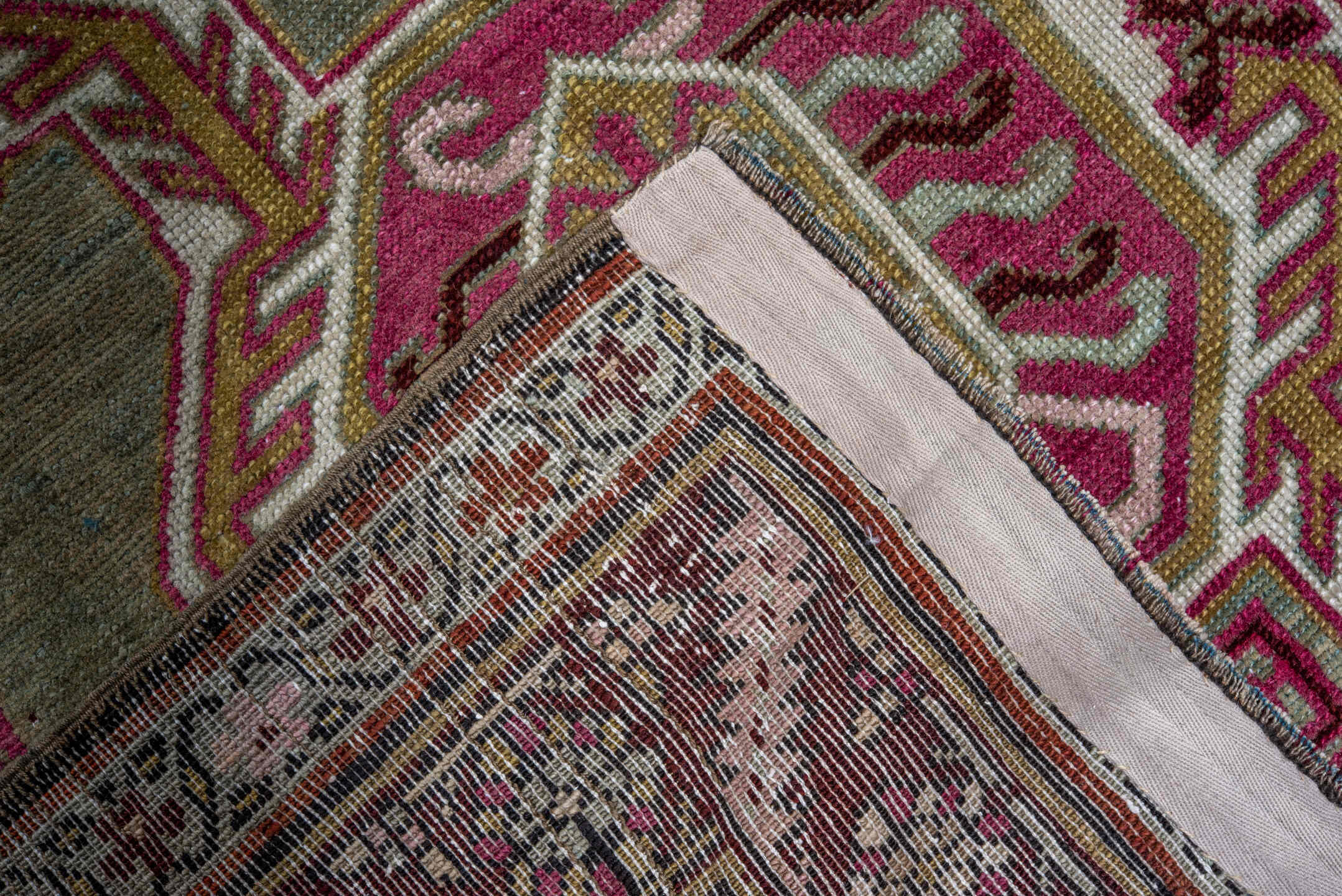 3' x 17' one-of-a-kind handmade vintage Caucasian runner rug. Color palette: brown, gray, off-white, red, snow, white
