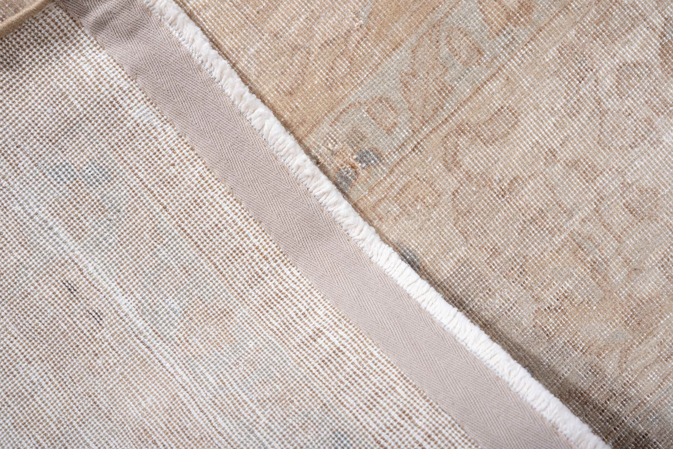 8' x 12' one-of-a-kind handmade vintage Sivas large size rug. Color palette: beige, ivory, taupe, pale blue, cream
