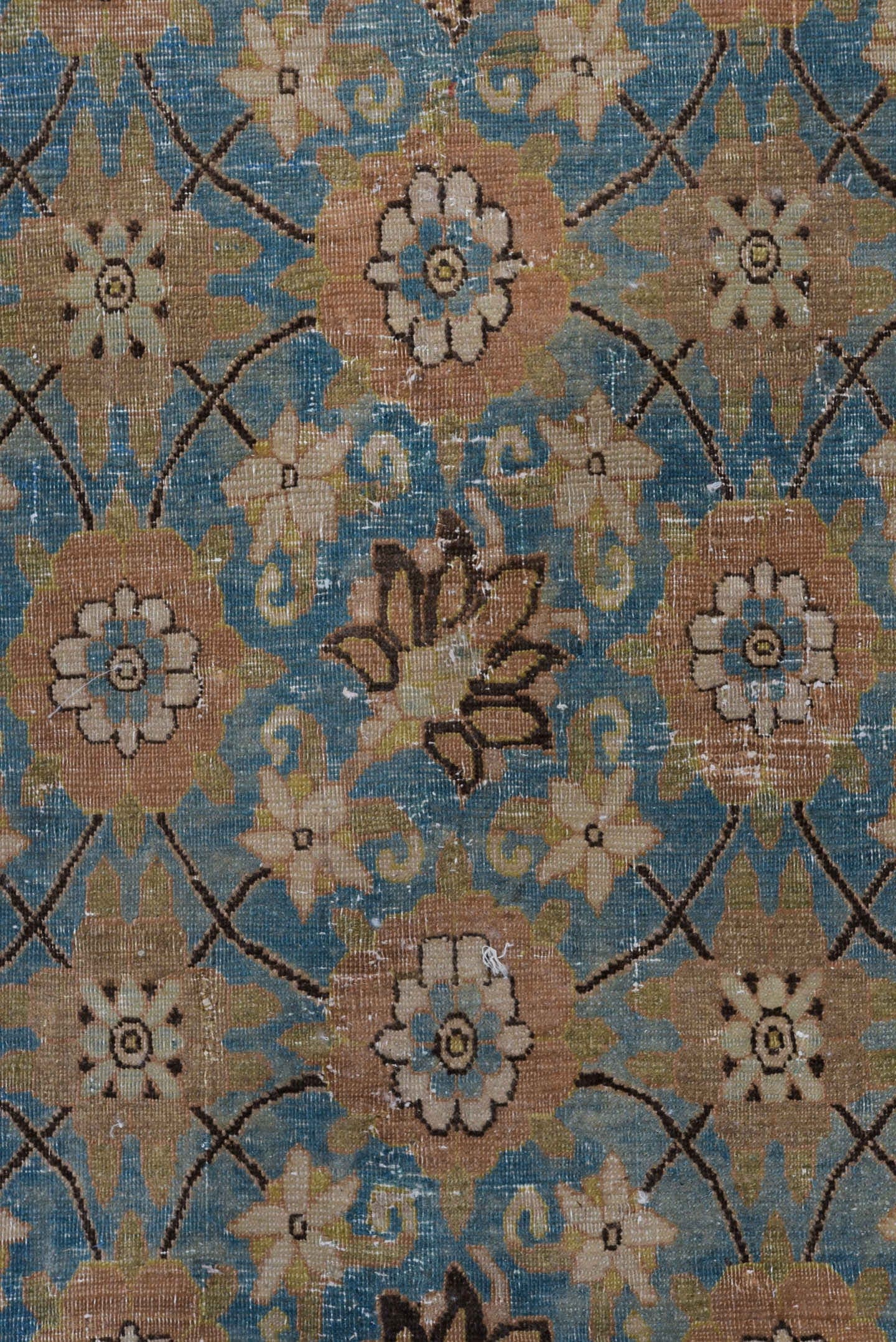 7' x 10' one-of-a-kind handmade vintage Sivas large size rug. Color palette: beige, sky_blue, taupe, brown, ivory, camel