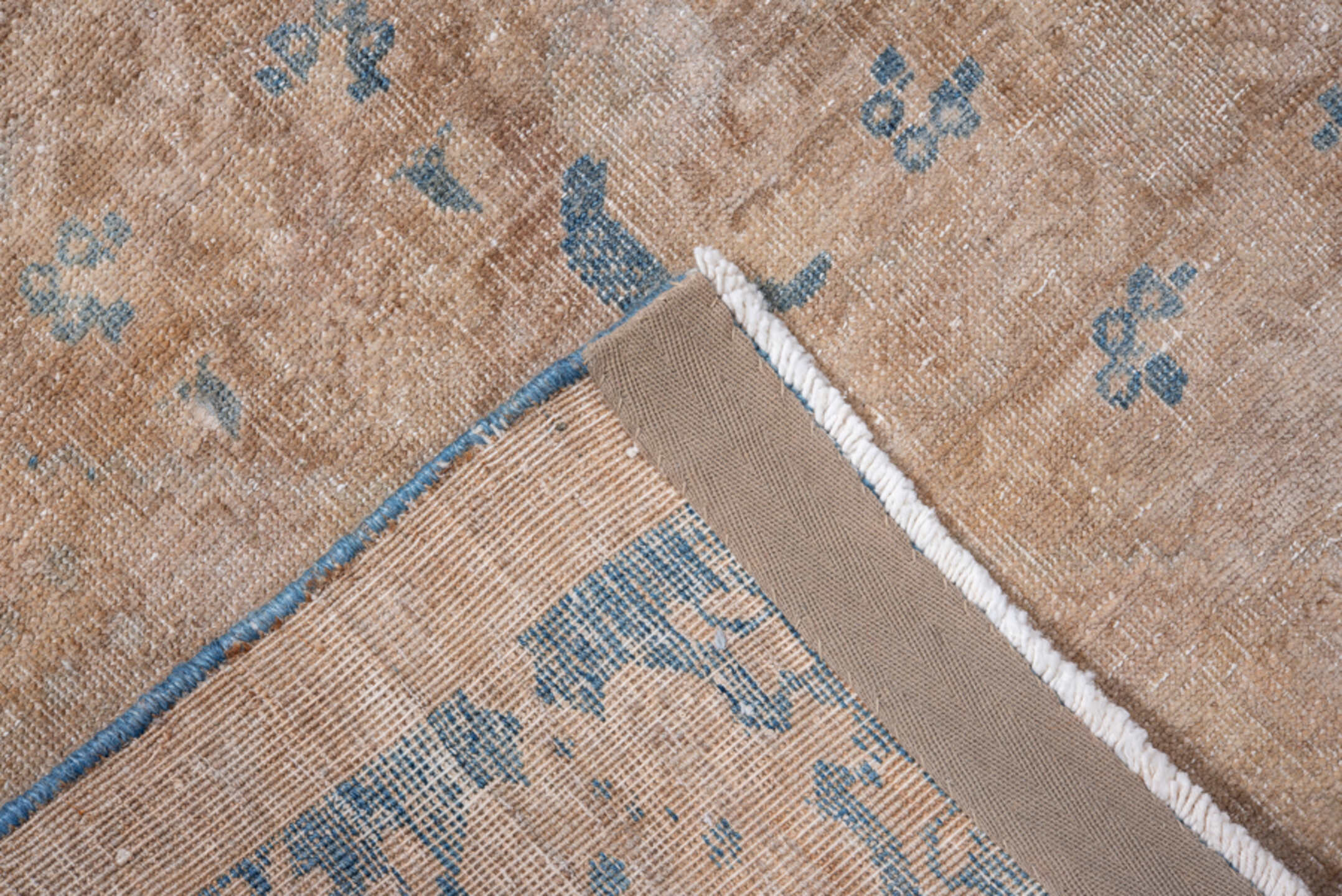 4' x 6' one-of-a-kind handmade vintage Tabriz small size rug. Color palette: blue, brown, gray, light gray, light slate gray