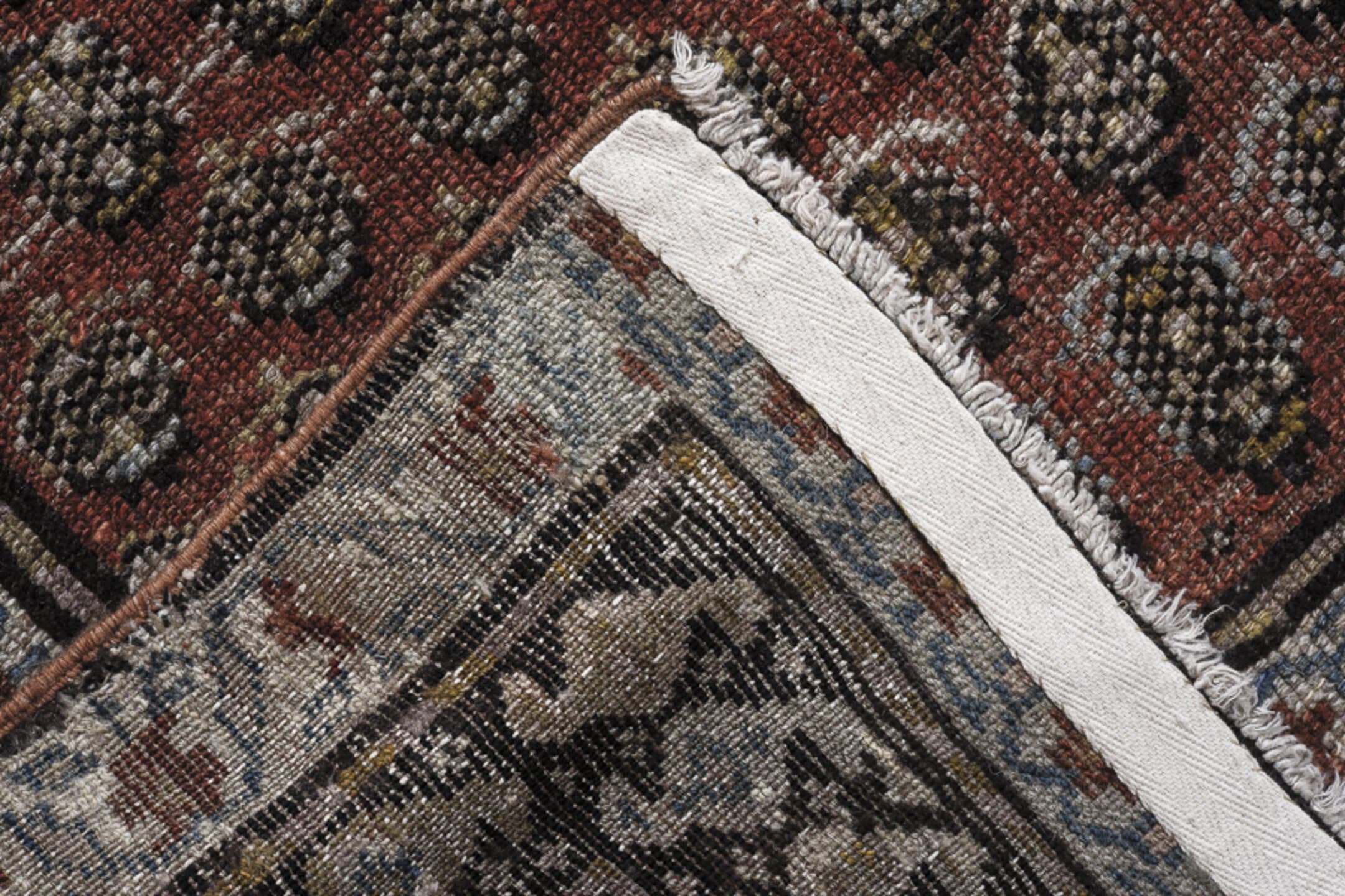 3' x 14' one-of-a-kind handmade antique Malayer runner rug. Color palette: ivory, rust, charcoal, taupe, camel, brown, slate