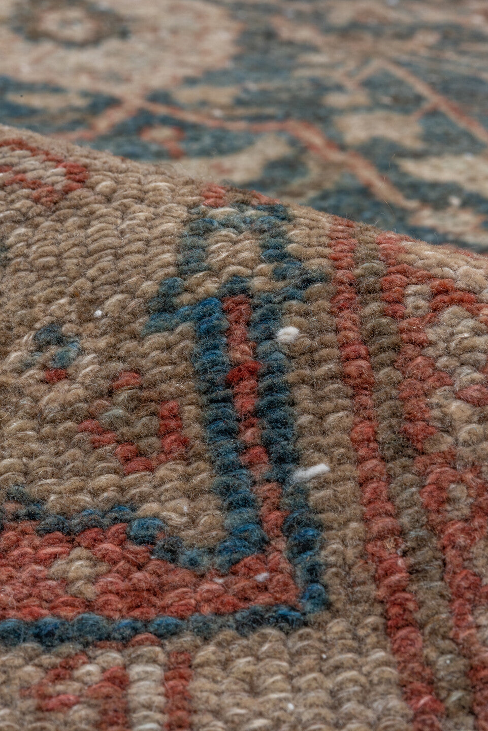 7' x 17' one-of-a-kind handmade vintage Malayer rug. Color palette: teal, rust, ivory, rose, taupe, slate, burgundy