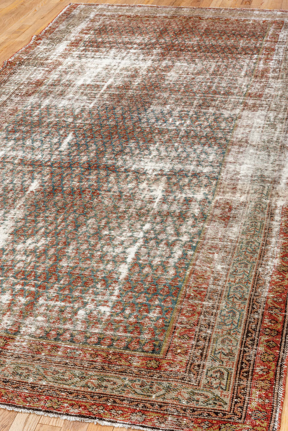 5' x 10' one-of-a-kind handmade antique Malayer runner rug. Color palette: ivory, rust, taupe, slate, camel, terracotta