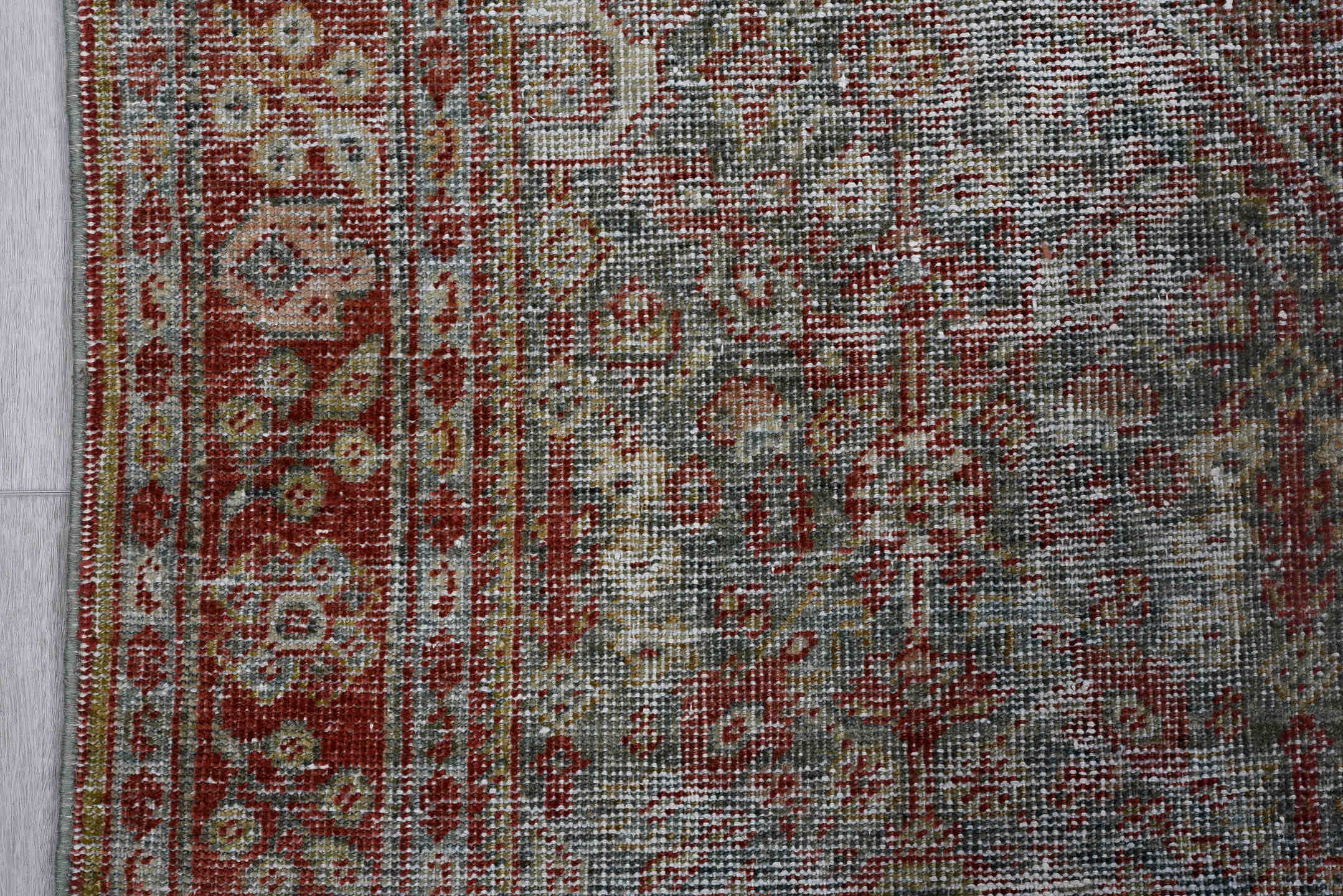 4' x 6' one-of-a-kind handmade vintage Mahal small size rug. Color palette: black, brown, dark gray, dim gray, gainsboro