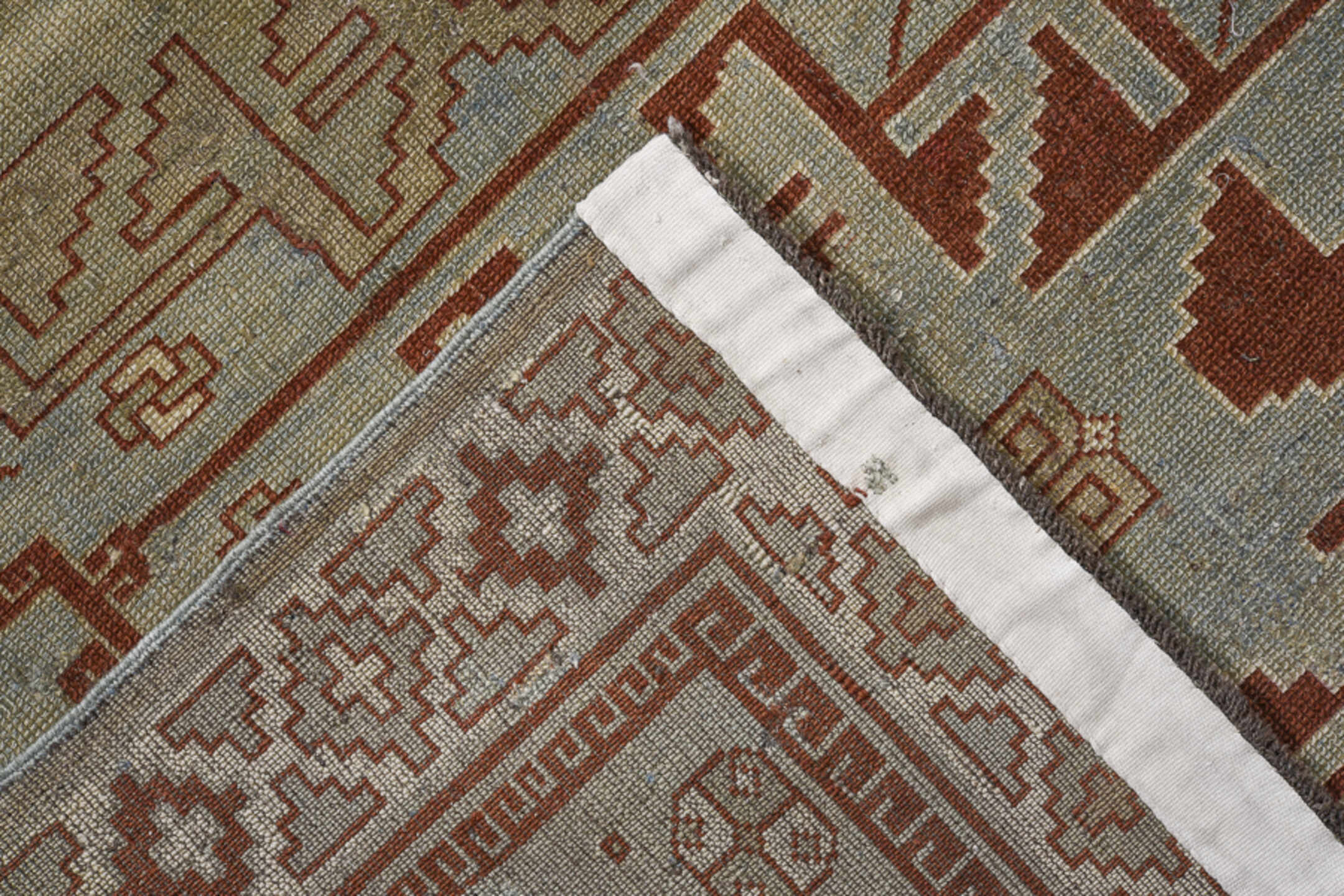 3' x 4' one-of-a-kind handmade vintage Shirvan small size rug. Color palette: brown, dark gray, gray, light gray, off-white