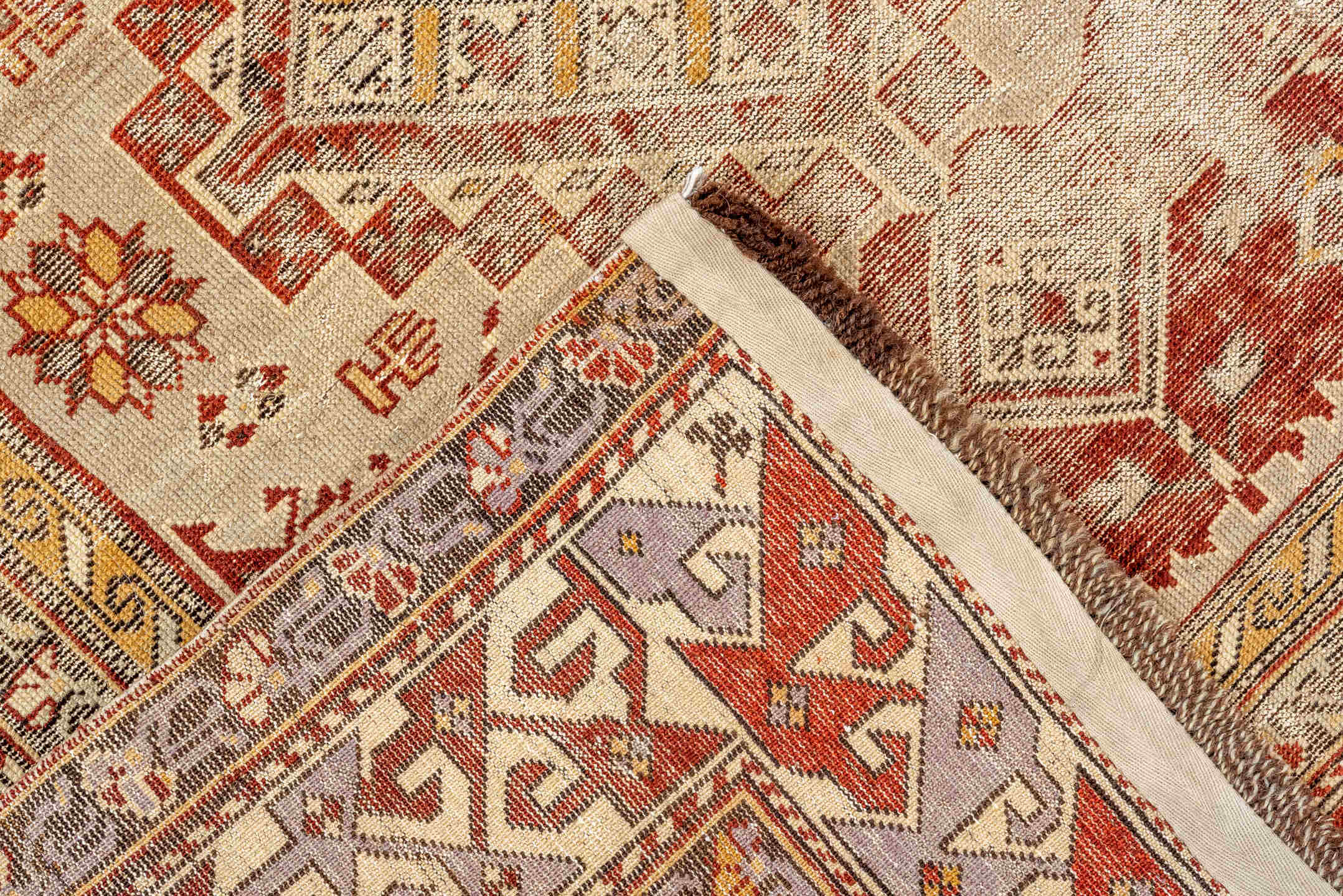 4' x 6' one-of-a-kind handmade vintage Shirvan small size rug. Color palette: bisque, blanched almond, brown, off-white