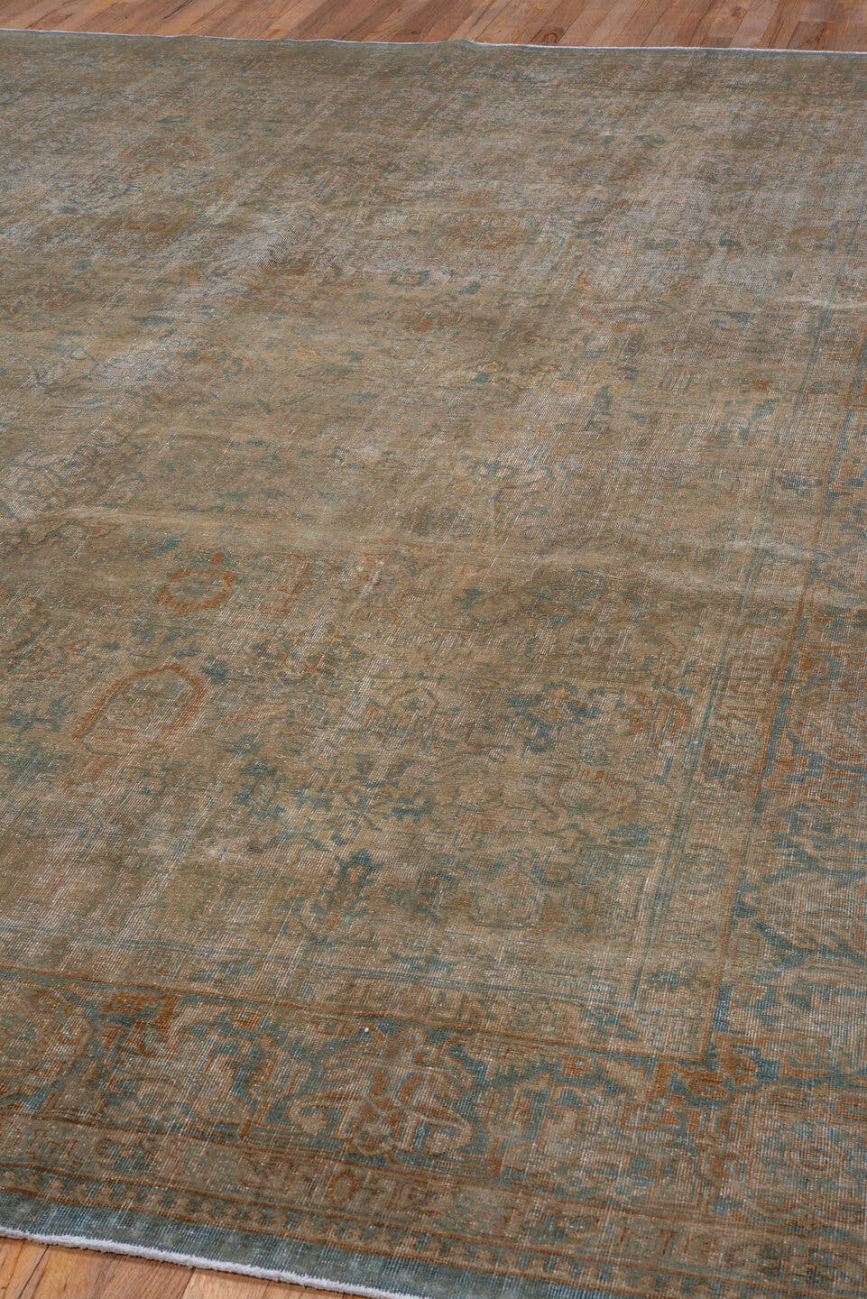 8' x 10' one-of-a-kind handmade antique Tabriz large size rug. Color palette: beige, ivory, sky blue, taupe, camel, sage