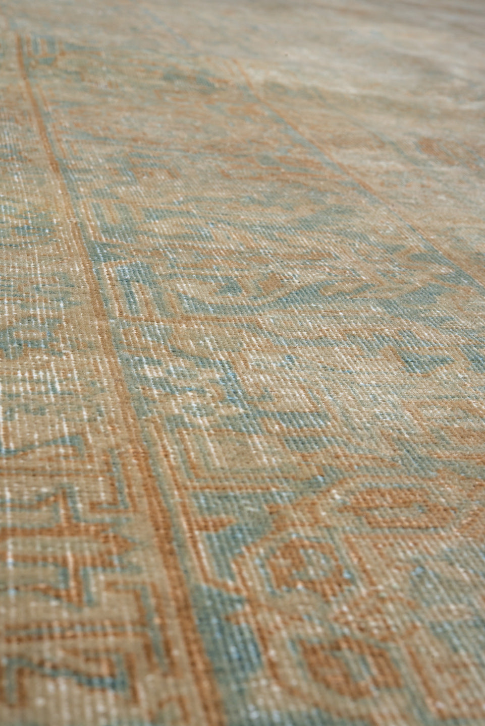 8' x 10' one-of-a-kind handmade antique Tabriz large size rug. Color palette: beige, ivory, sky blue, taupe, camel, sage