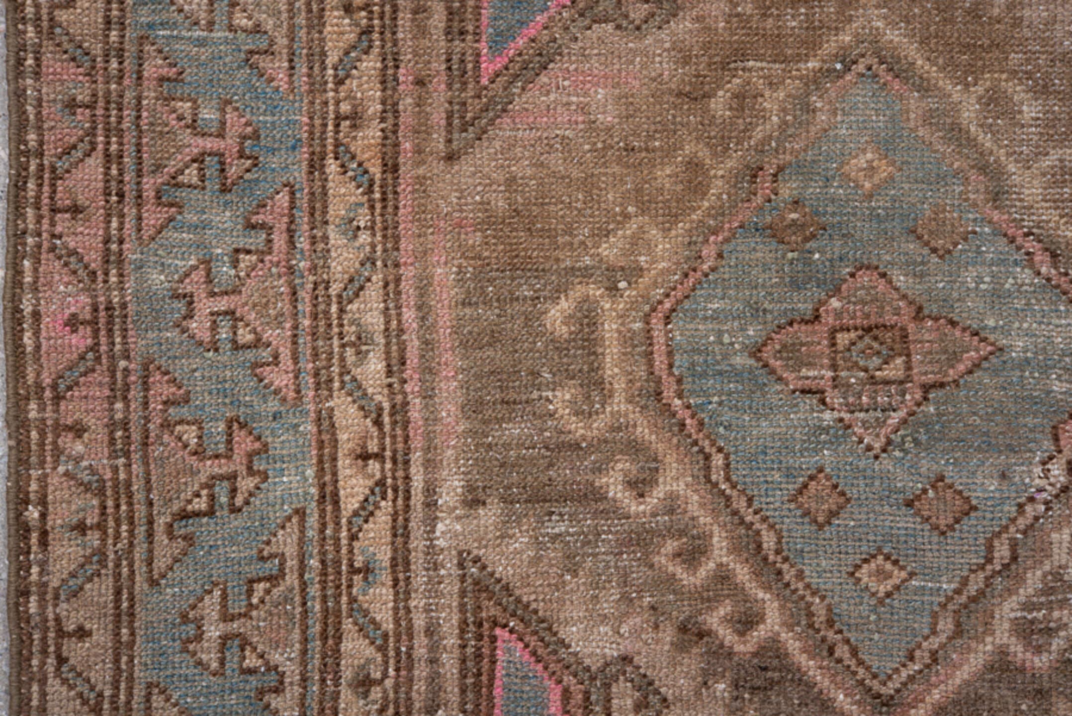 4' x 6' one-of-a-kind handmade antique Hamadan small size rug. Color palette: taupe, dusty rose, pale blue, brown, ivory