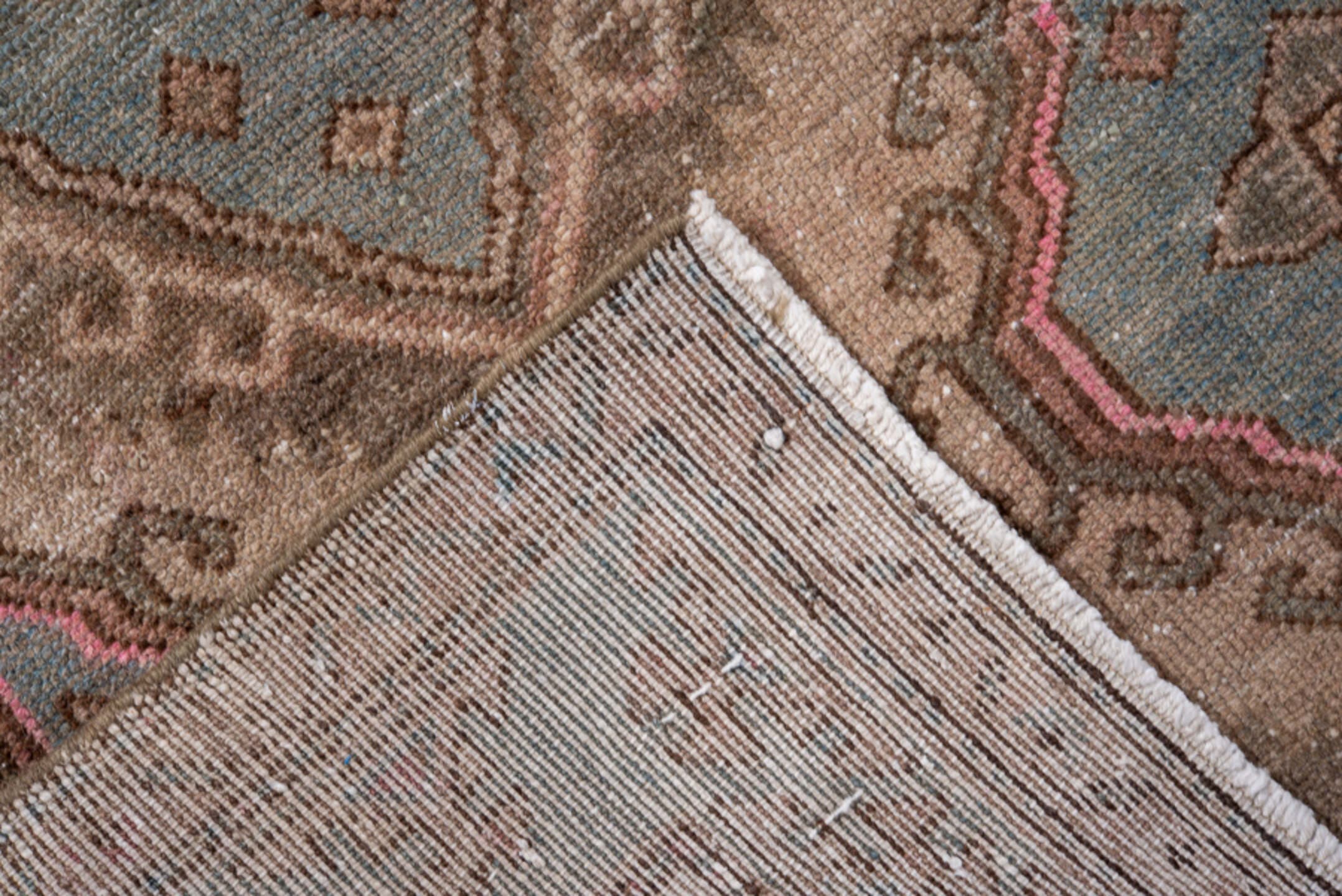 4' x 6' one-of-a-kind handmade antique Hamadan small size rug. Color palette: taupe, dusty rose, pale blue, brown, ivory