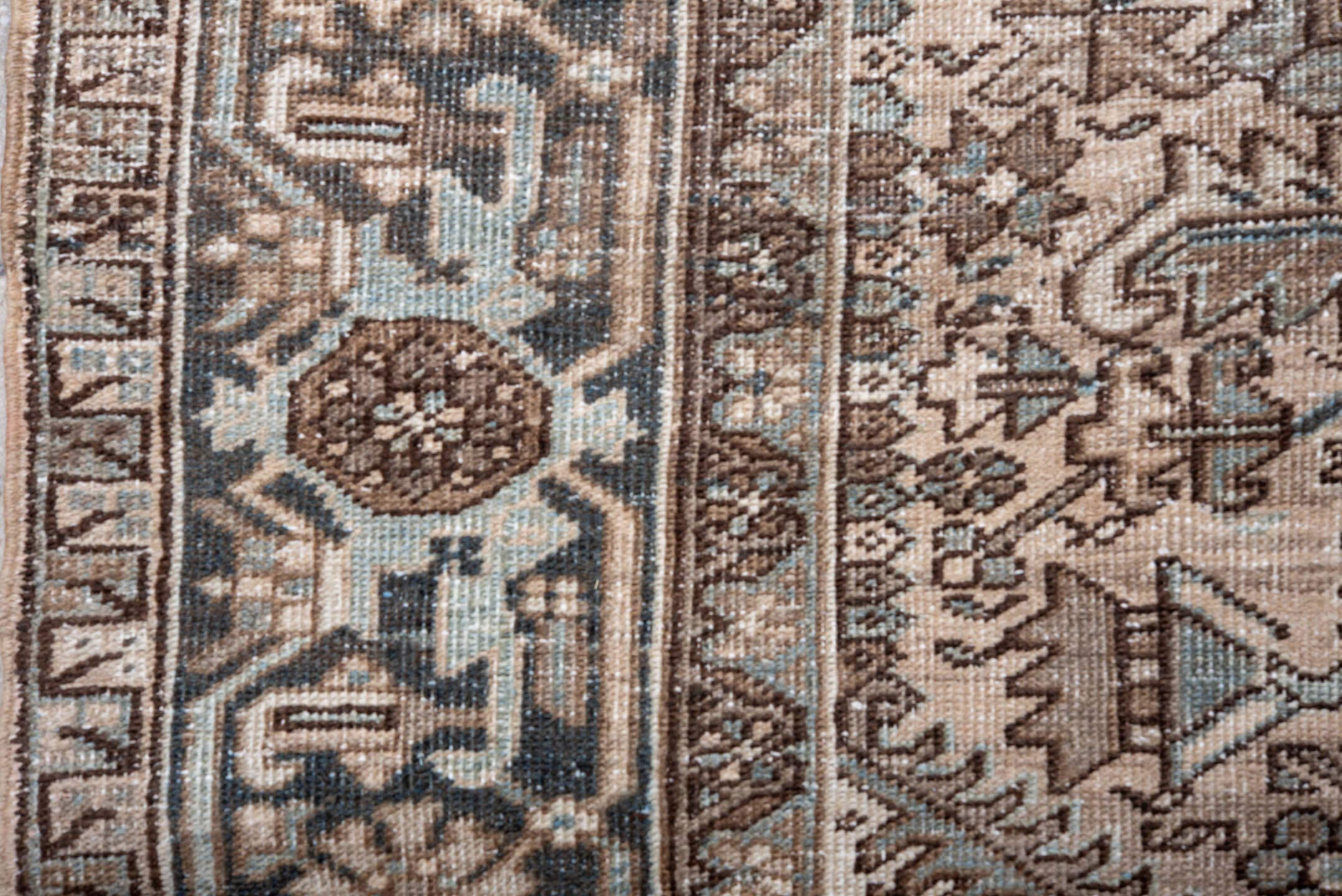 8' x 11' one-of-a-kind handmade vintage Heriz large size rug. Color palette: ivory, taupe, charcoal, pale_blue, brown, slate