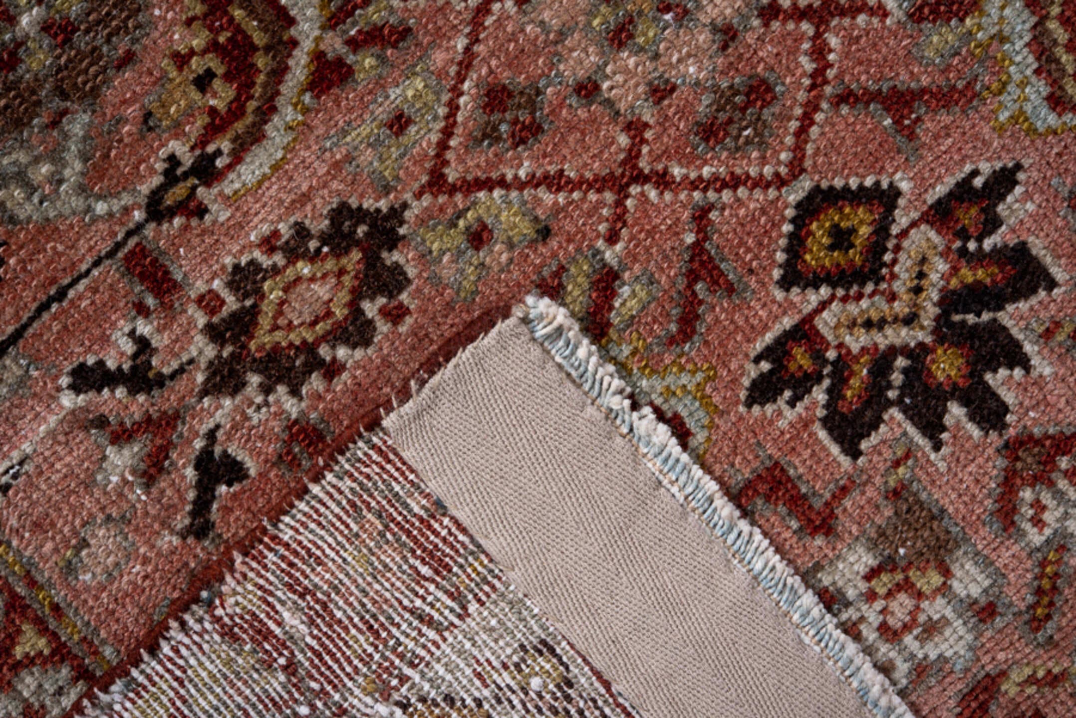 4' x 6' one-of-a-kind handmade antique Malayer small size rug. Color palette: rose, ivory, burgundy, camel, charcoal, taupe
