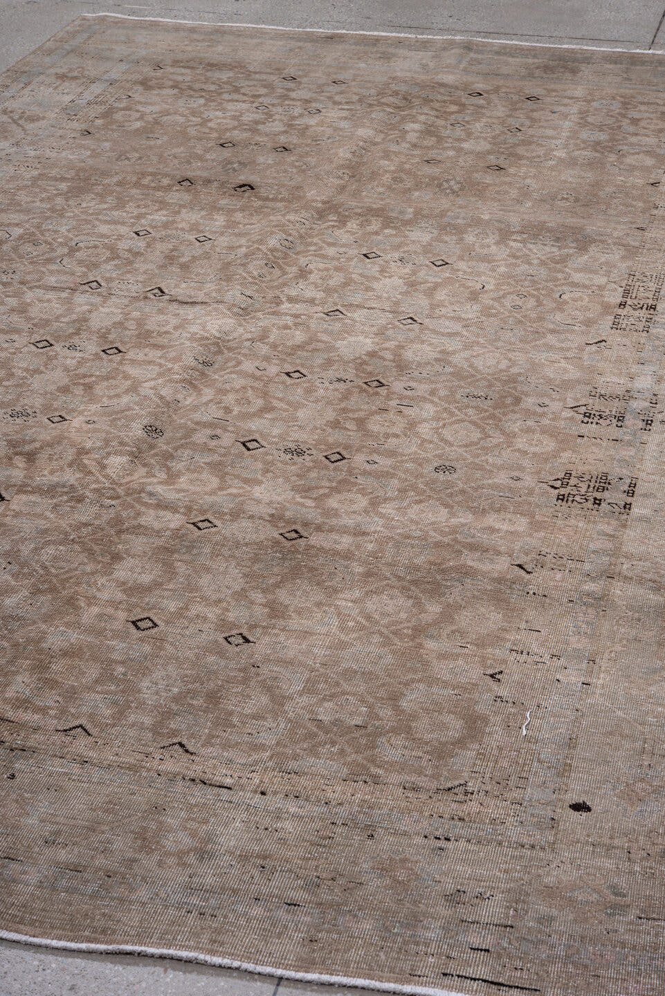 6' x 10' one-of-a-kind handmade antique Tabriz large size rug. Color palette: taupe, ivory, beige, camel, charcoal