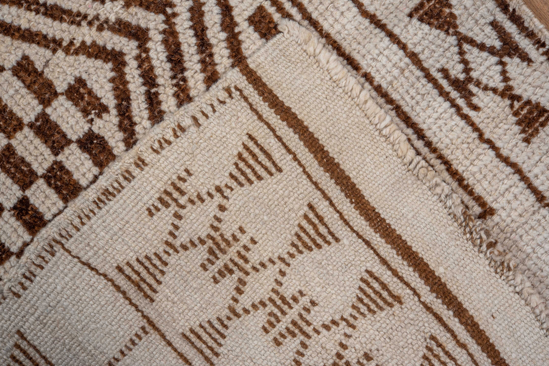 2' x 12' one-of-a-kind handmade antique Kars runner rug. Color palette: ivory, brown, taupe, beige, gray