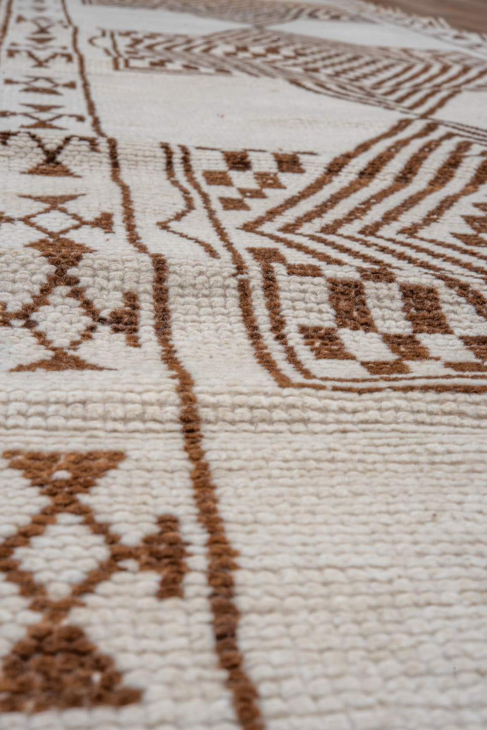 2' x 12' one-of-a-kind handmade antique Kars runner rug. Color palette: ivory, brown, taupe, beige, gray
