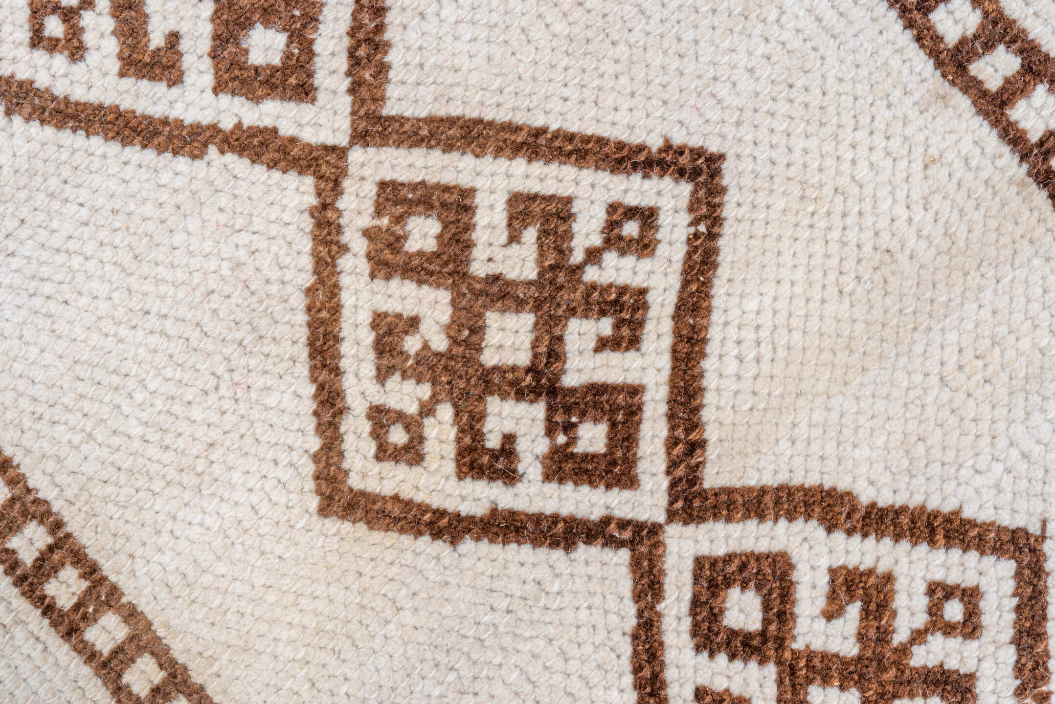 3' x 13' one-of-a-kind handmade vintage Kars runner rug. Color palette: brown, gray, light gray, off-white, pink, redwood