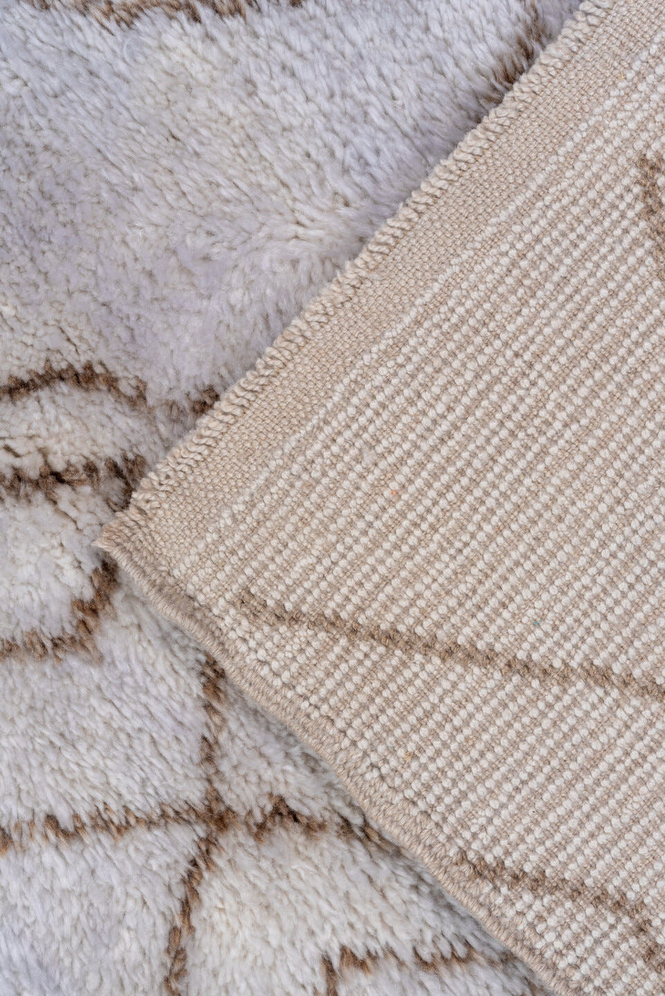 3' x 11' one-of-a-kind handmade vintage Moroccan runner rug. Color palette: ivory, taupe, cream, beige, gray