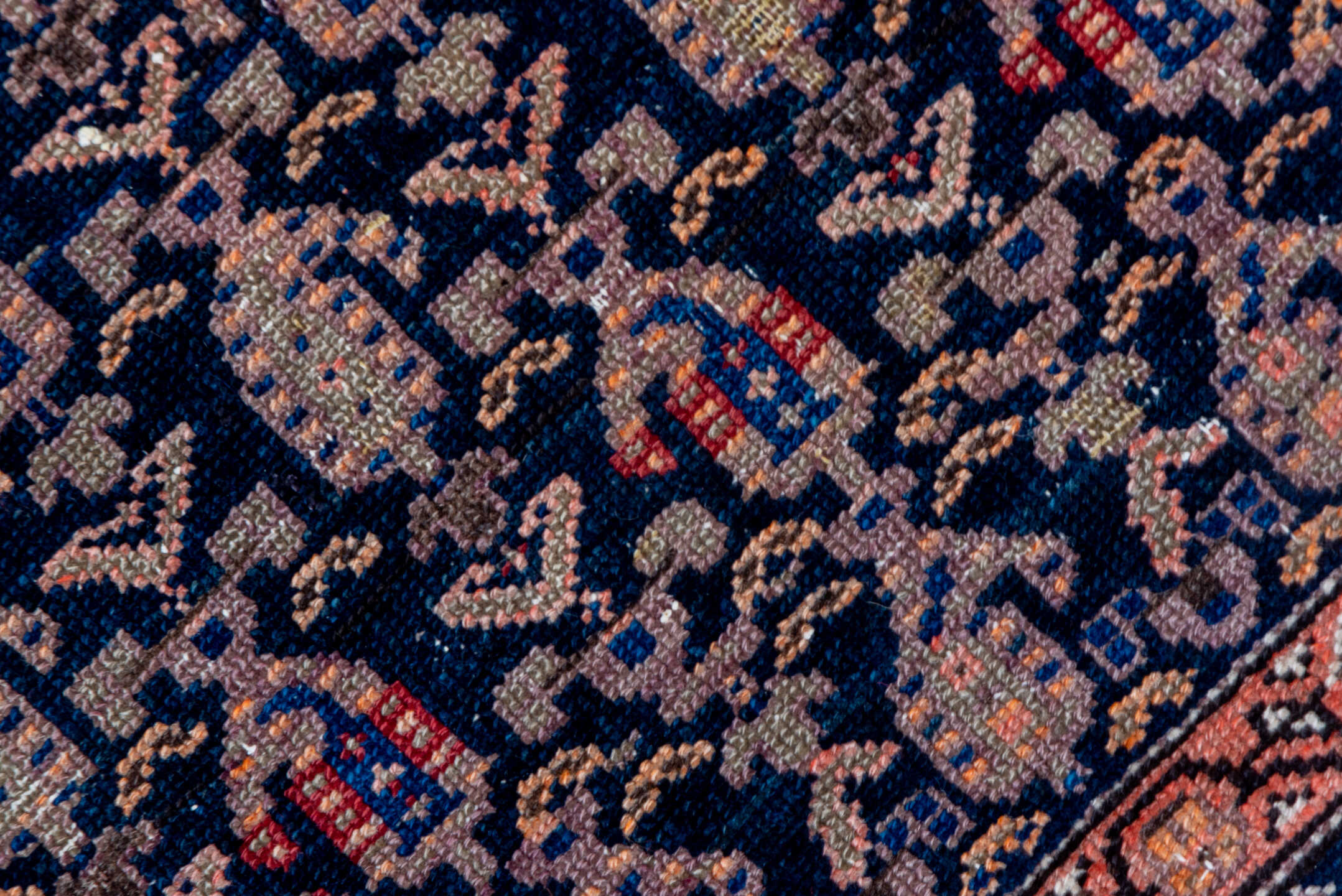 4' x 6' one-of-a-kind handmade vintage Malayer small size rug. Color palette: black, brown, gray, pink, red, redwood, sienna