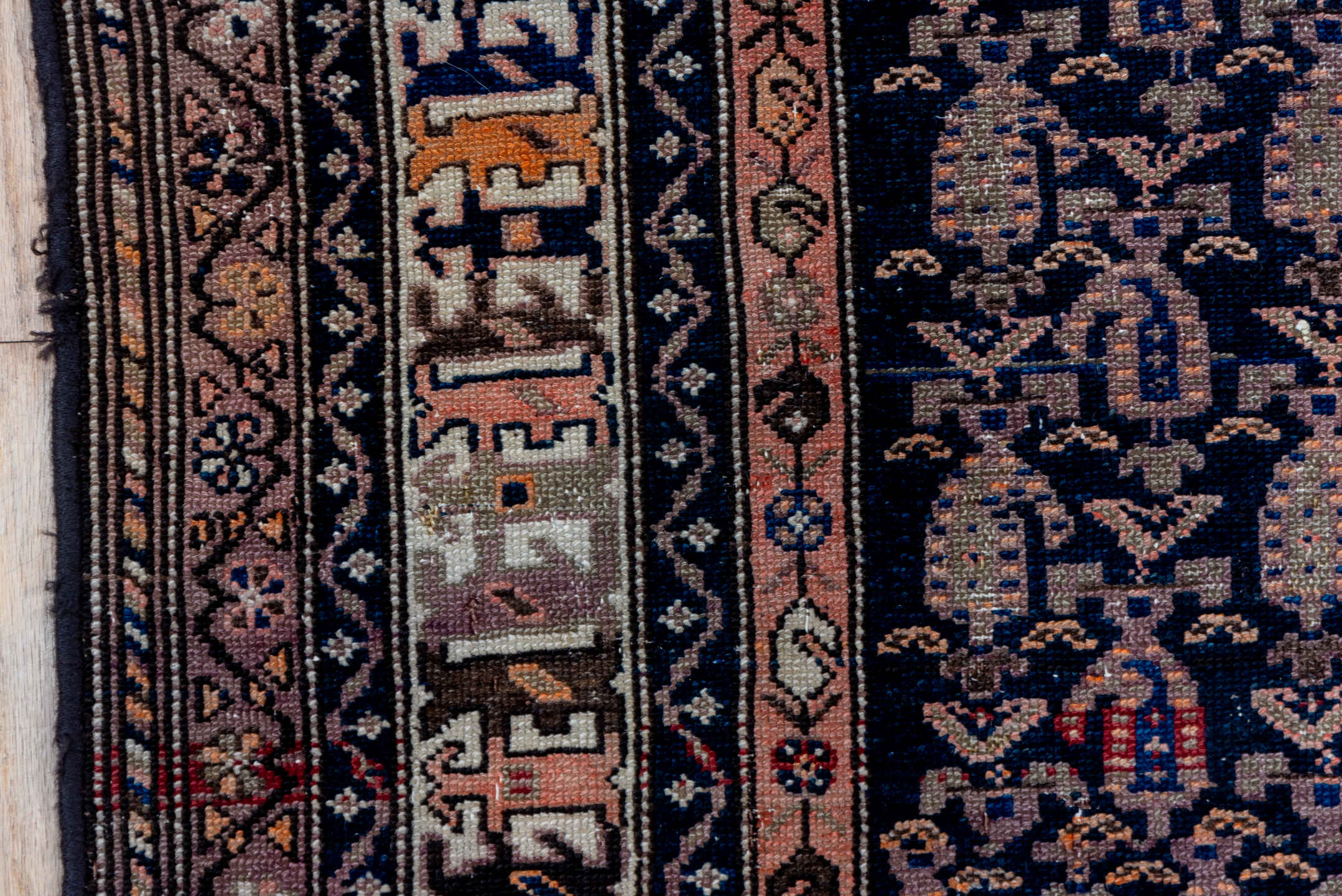 4' x 6' one-of-a-kind handmade vintage Malayer small size rug. Color palette: black, brown, gray, pink, red, redwood, sienna